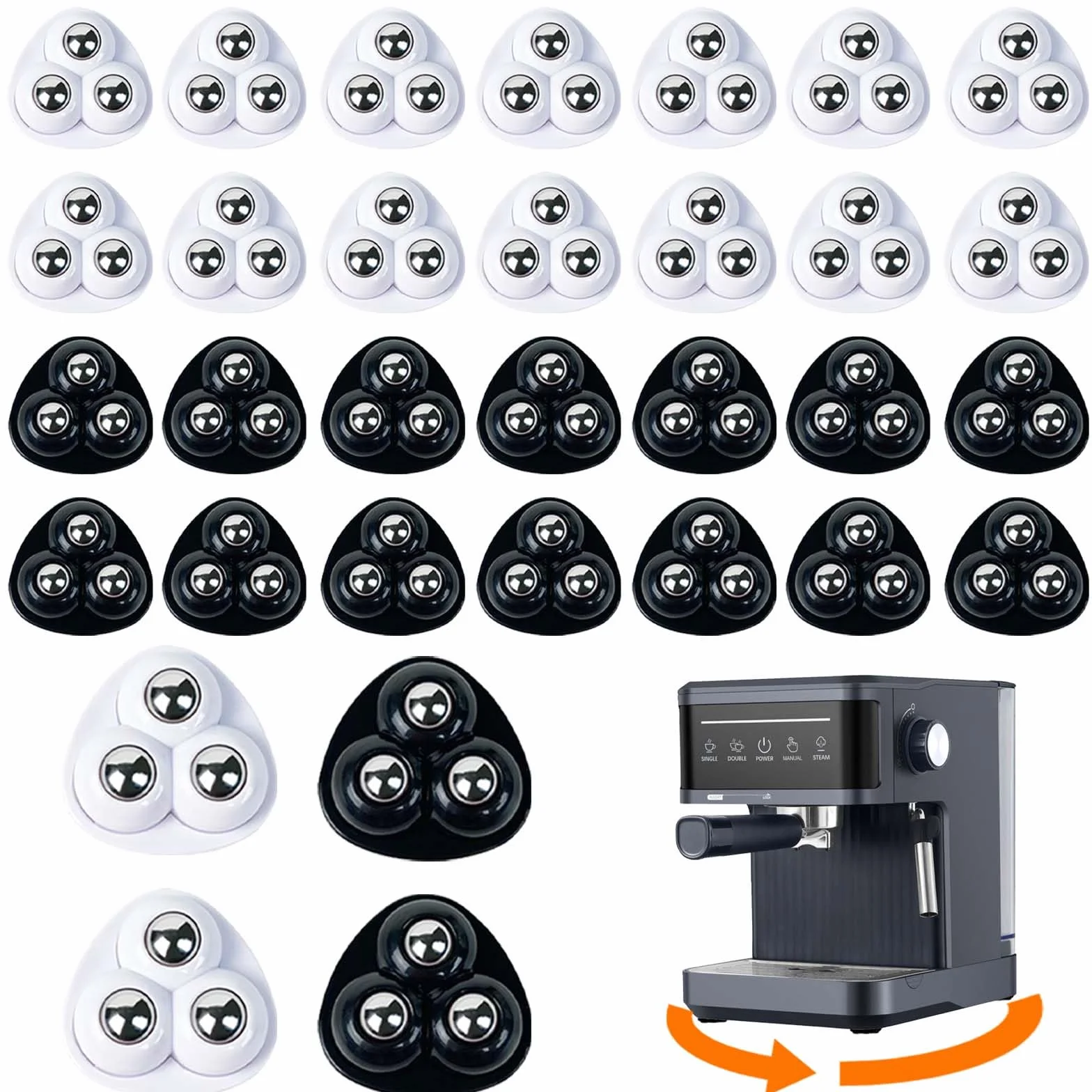 32 szt. Self Adhesive Mini Caster Wheels TREABEAR, kółka kulkowe do mebli, samoprzylepne kółka meblowe, samoprzylepne kółka obrotowe 360 stopni do transportu małych urządzeń gospodarstwa domowego