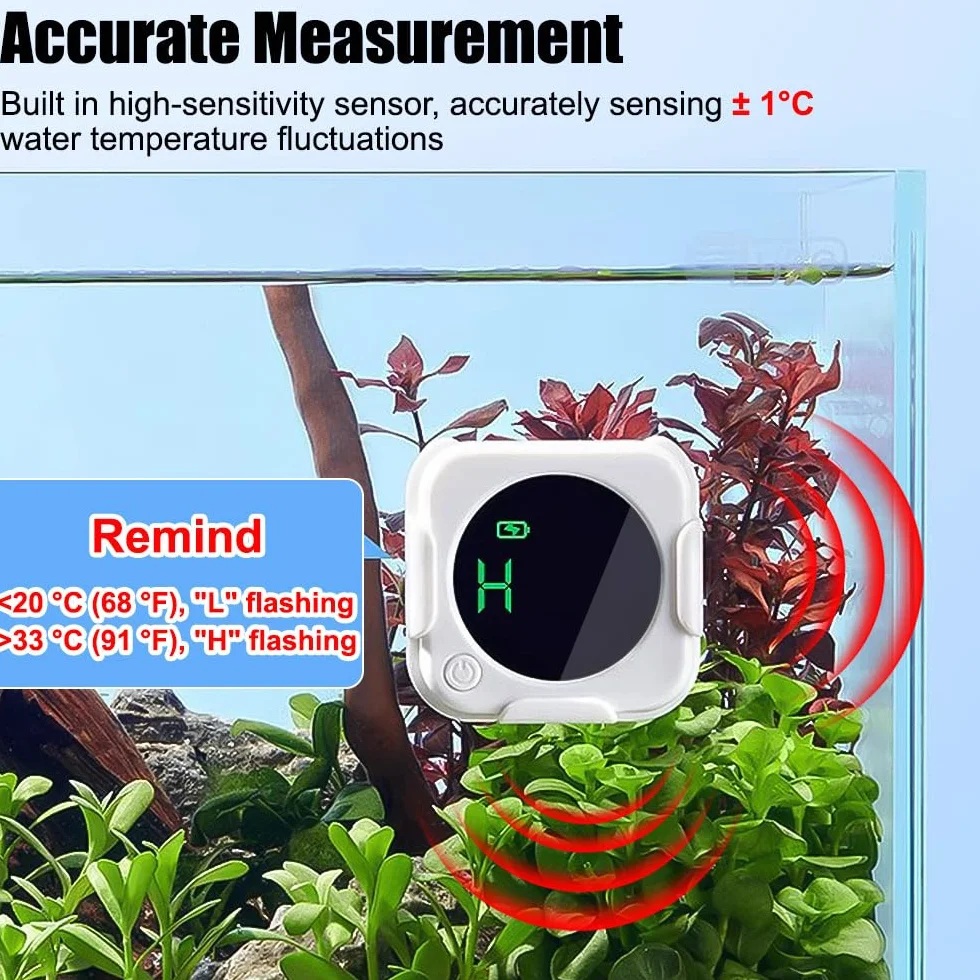 Cyfrowy termometr do akwarium, mini termometr do akwarium LED, precyzyjny czujnik temperatury, odpowiedni do akwariów morskich słodkowodnych