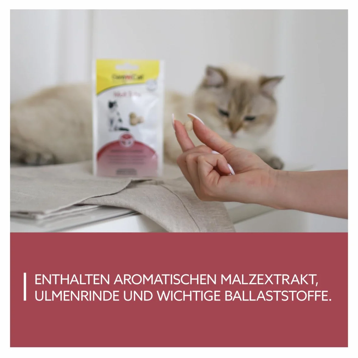 GimCat Malt pastylki - Funkcjonalny przysmak dla kotów o korzystnym działaniu na jelita - 1 worek (1 × 40 g)