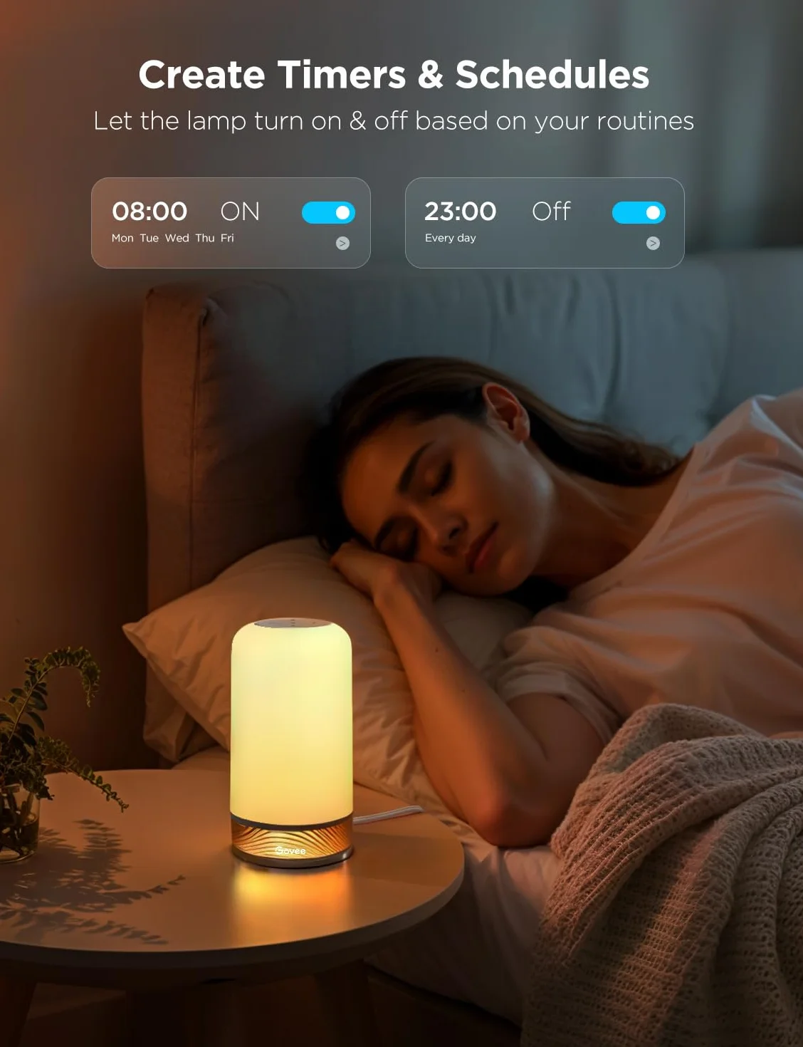 Govee Lampa stołowa LED, lampka nocna, dotykowa, ściemniana, RGBICWW, kompatybilna z Alexa z 64 trybami scenerii, 500 lumenów, współpracuje z matą, 2700-6500 K, do salonu i sypialni (przewodowa)