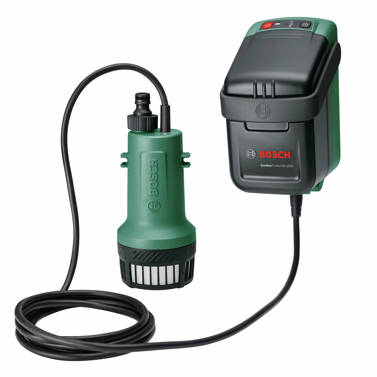 Bosch Home and Garden Akumulatorowa Pompa do Wody Deszczowej Bosch GardenPump 18V-2000, bez Akumulatora, System 18V, Opakowanie Kartooptymalne