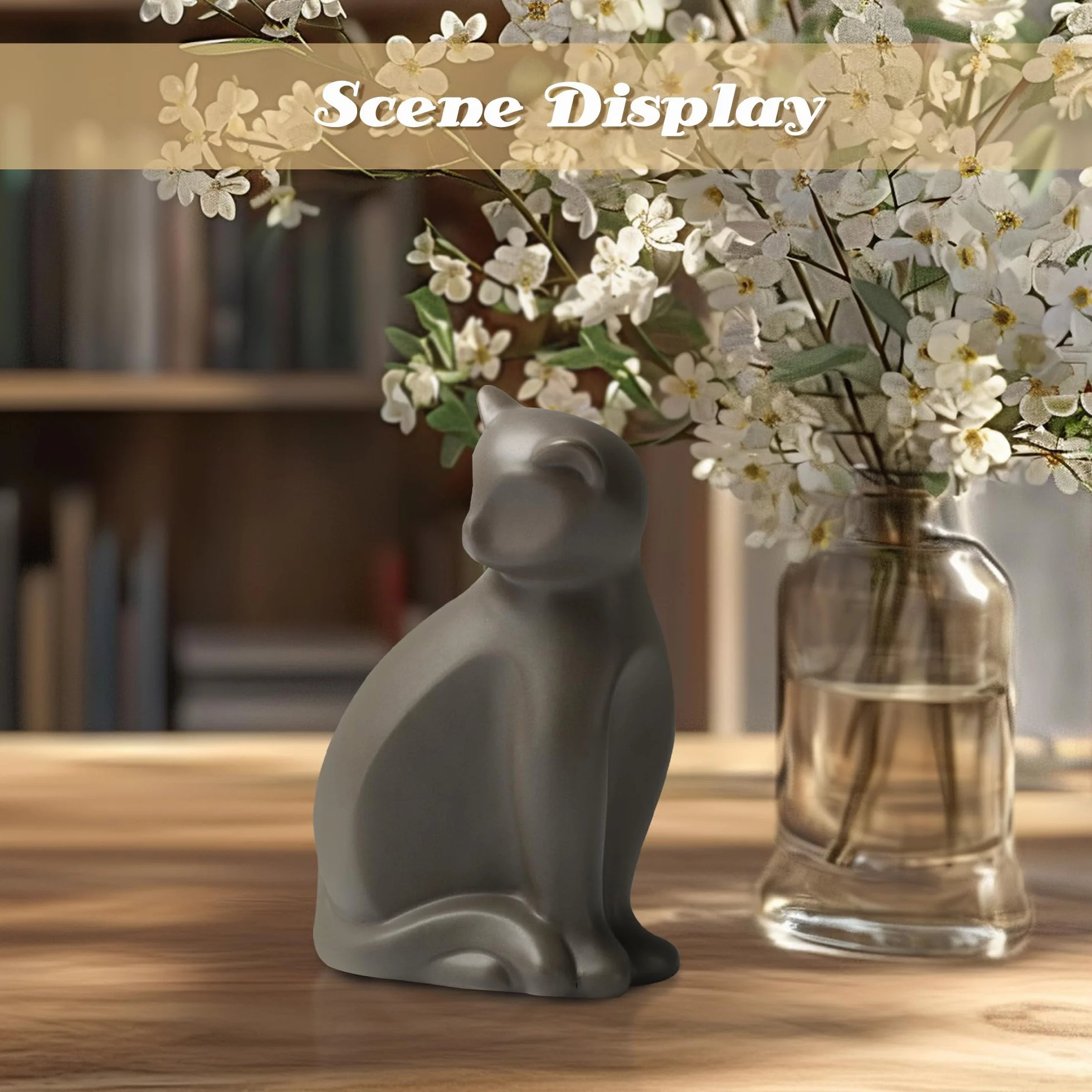Ceramiczna Urna dla Kota Pudełko na Kremację Zwierząt Domowych Dekoracyjna Brązowa