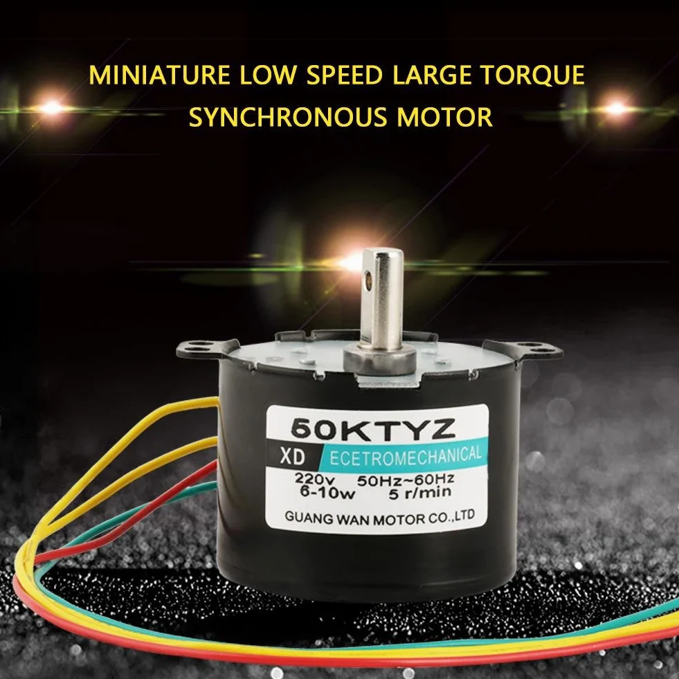 Silnik synchroniczny z magnesami trwałymi 50KTYZ CW/CCW Silnik elektryczny o niskiej prędkości i wysokim momencie obrotowym AC 220 V 6-10 W miniaturowy (5 obr./min)