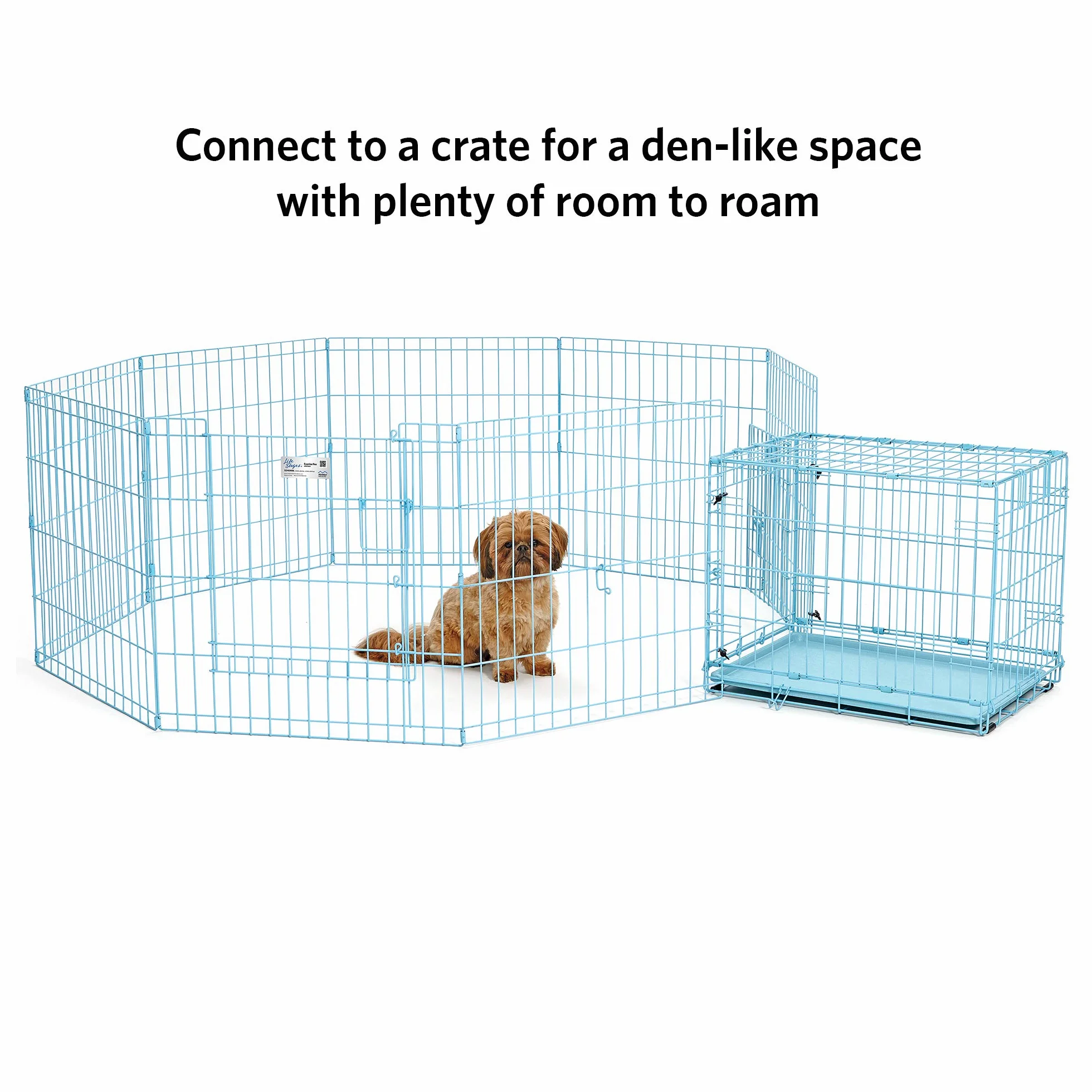 MidWest Homes for Pets Składany metalowy kojec do ćwiczeń/kojec dla zwierząt domowych z drzwiami, 60,96 szer. x 60,96 wys. centymetra; niebieski; 524DRBL
