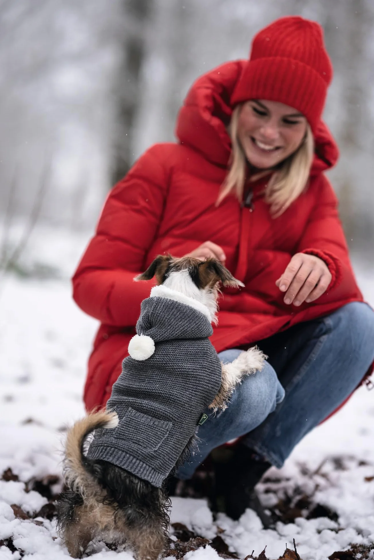 HUNTER RÖGLA sweter dla psa, sweter z dzianiny, miękki, z kapturem, 40, szary