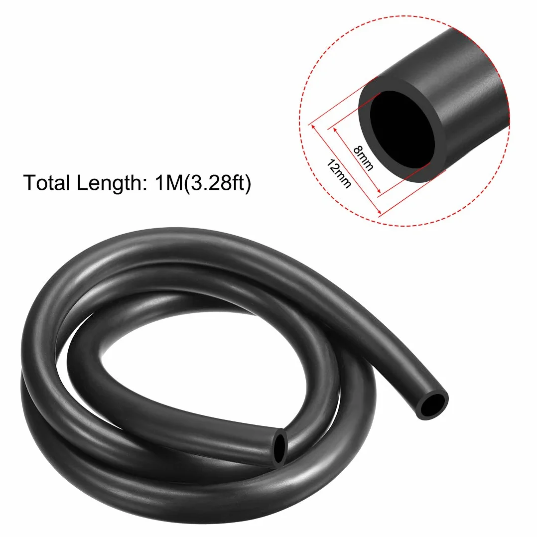 PATIKIL 8mm ID x 12mm OD 1m Smar Oleju Tube, Wąż Wody Guma Wąż do Wody Wąż Czarny