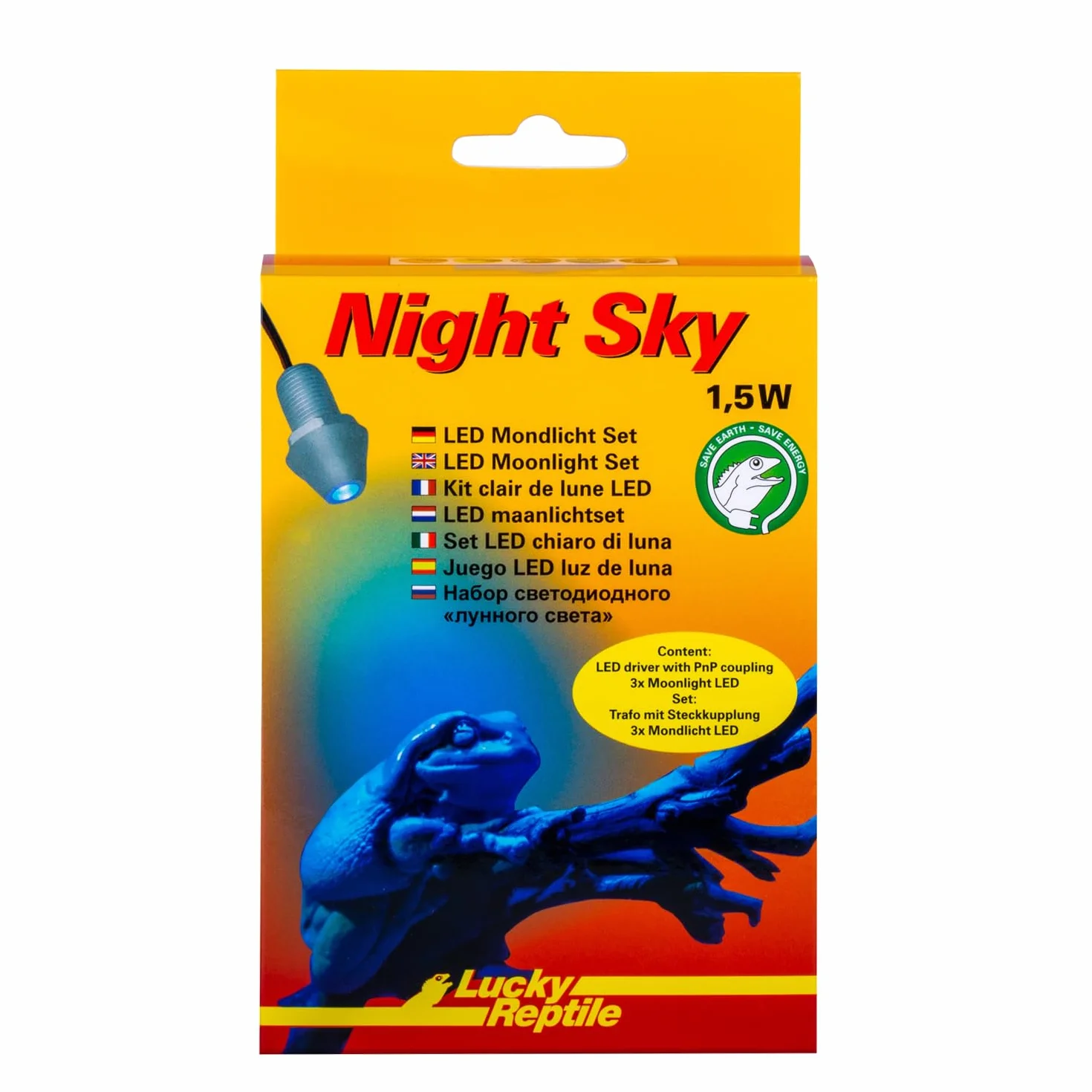 Lucky Reptile Night Sky LED lampa księżycowa do terrarium 3x LED z transformatorem nocne oświetlenie dla gadów i płazów
