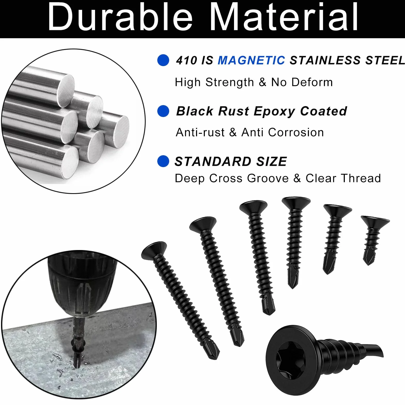 Wkręty samowiercące Torx M4 2x38 mm stal nierdzewna 410 czarne TX20 100 sztuk