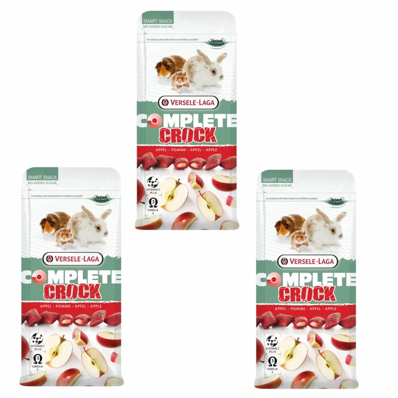 Versele-Laga Kompletne jabłko Crock | Potrójne opakowanie | 3 x 50 g | Przekąska dla królików i gryzoni | Chrupiące na zewnątrz i miękkie nadzienie jabłkowe | Łatwe do trawienia i bez dodatku cukru
