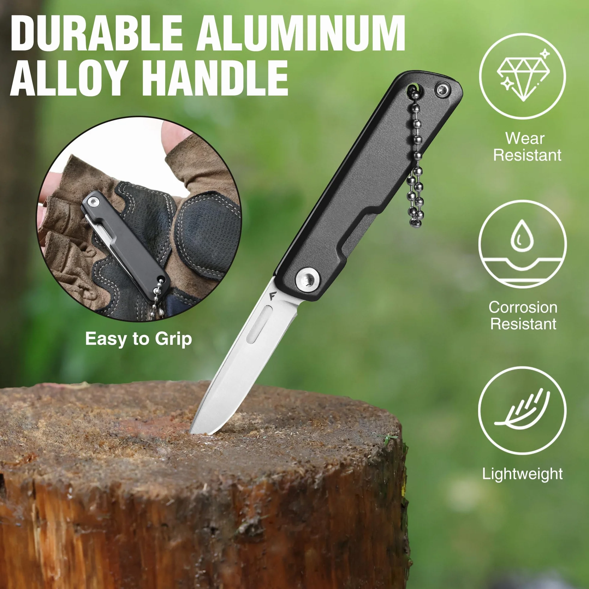 FLISSA Mini scyzoryk składany nóż EDC 14C28N stal aluminiowy uchwyt