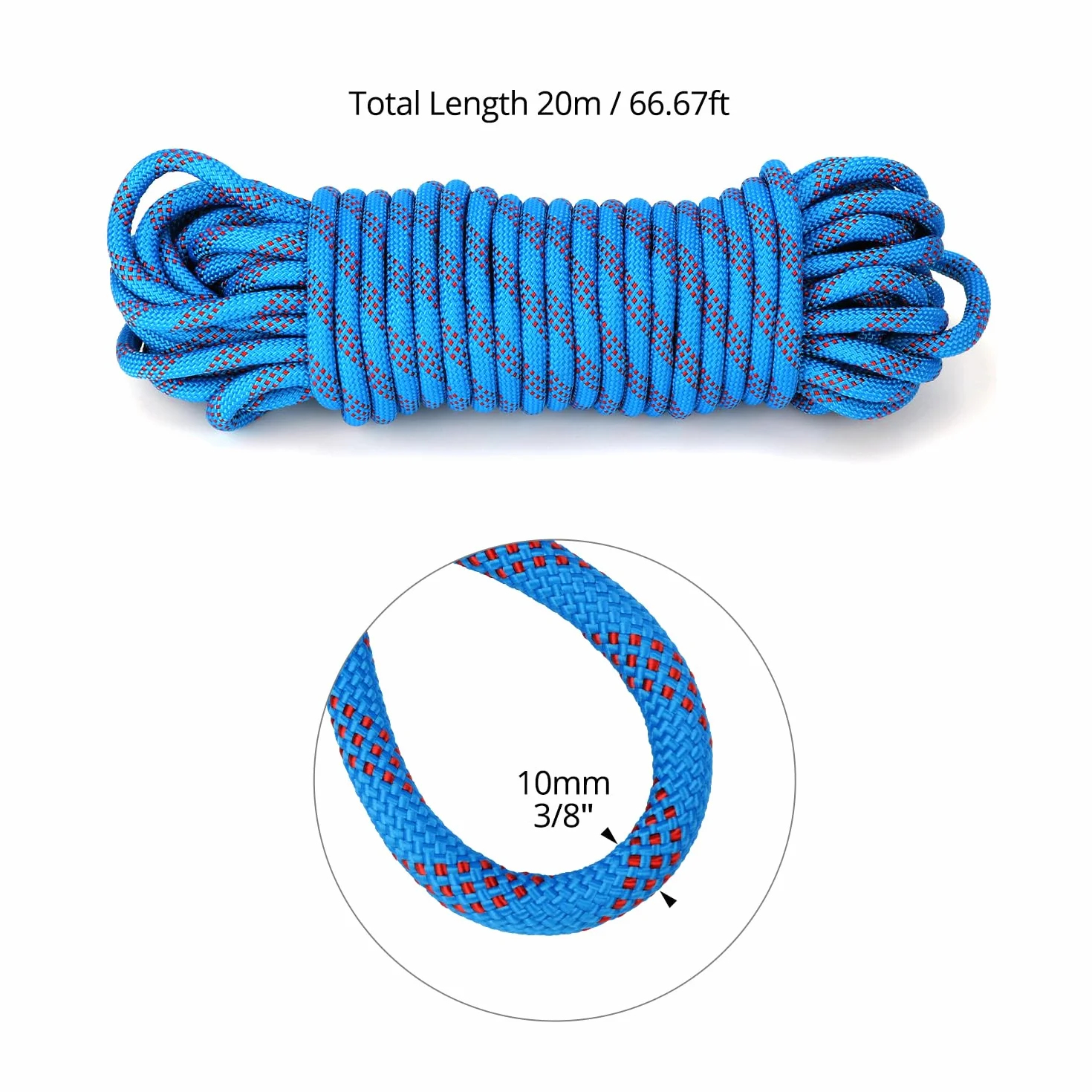 QWORK® lina 10 mm x 20 m niebieska, linka zewnętrzna, antypoślizgowa, odporna na zużycie, do rolnictwa, żeglugi, kempingu