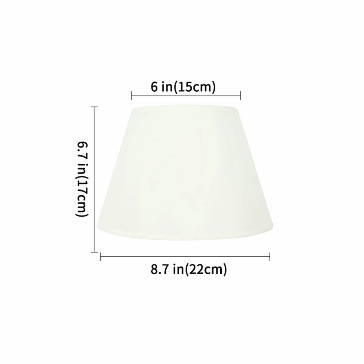 DULEE Abażur lampy 8,7 cala E27 E14 żarówka gwint ręcznie wykonana tkanina abażur do lampy stojącej, lampy stołowej, lampki nocnej (góra) 15 cm x (wysokość) 17 cm x (dół) 22 cm, biały
