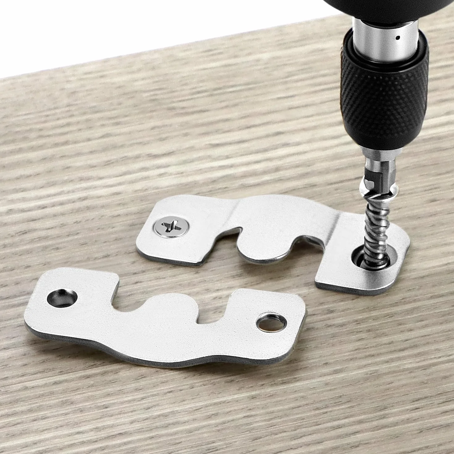QWORK® 10 par blokujących haczyków Haczyki do obrazów Haczyki do zawieszania lusterek Łączniki meblowe - Stal nierdzewna - 44x19 mm