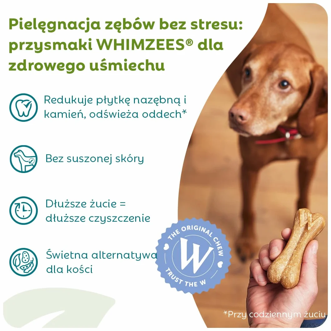 WHIMZEES Kość Ryżowa M/L 9 sztuk, Gryzaki Dentystyczne dla Średnich i Dużych Psów, Naturalne, Bezzbożowe