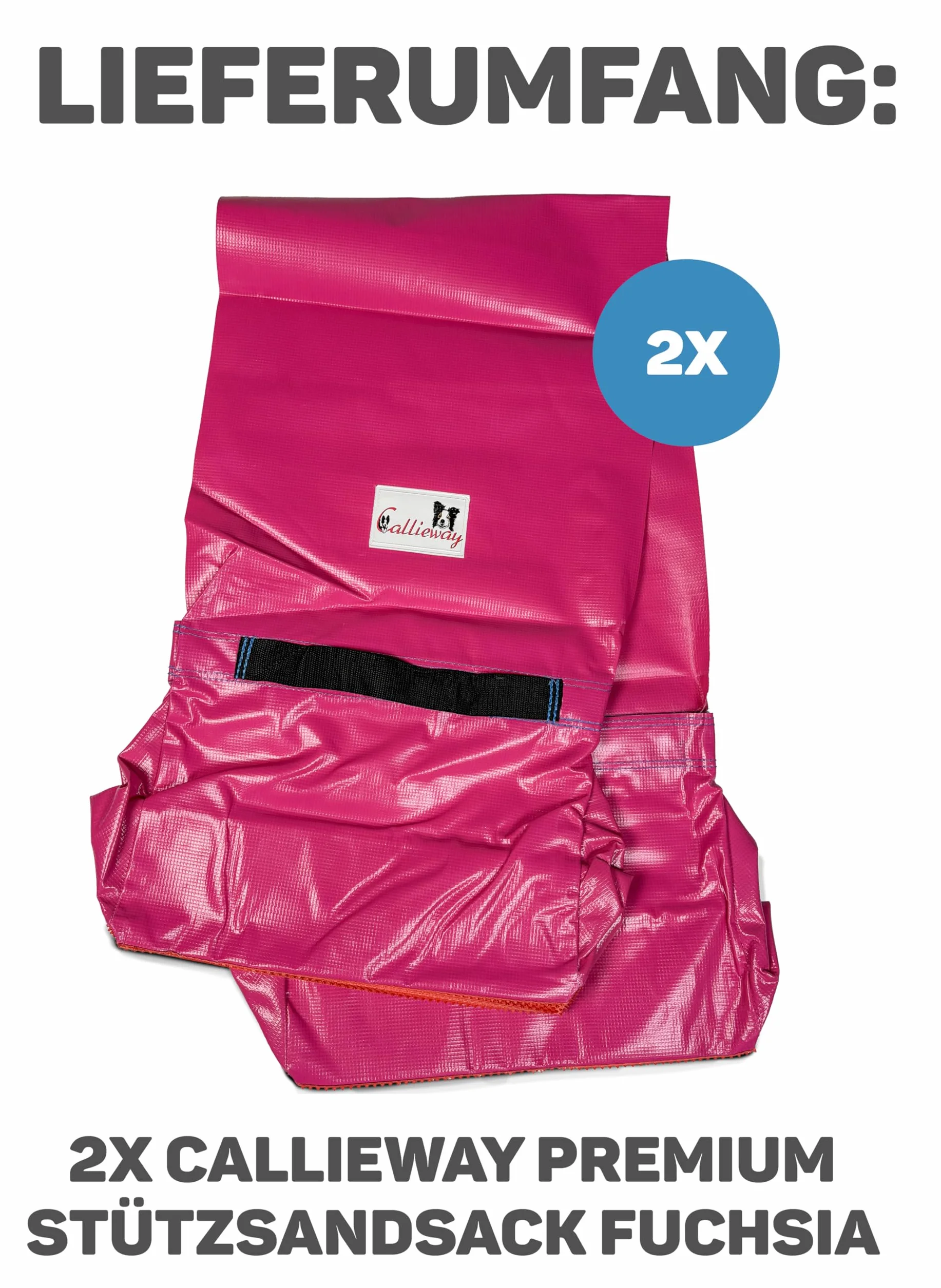 Callieway Premium Dog Agility Tunel podporowy worek na piasek (dwupak) z systemem antypoślizgowym do tuneli agility o średnicy 60 cm (bez tunelu) (fuksja)