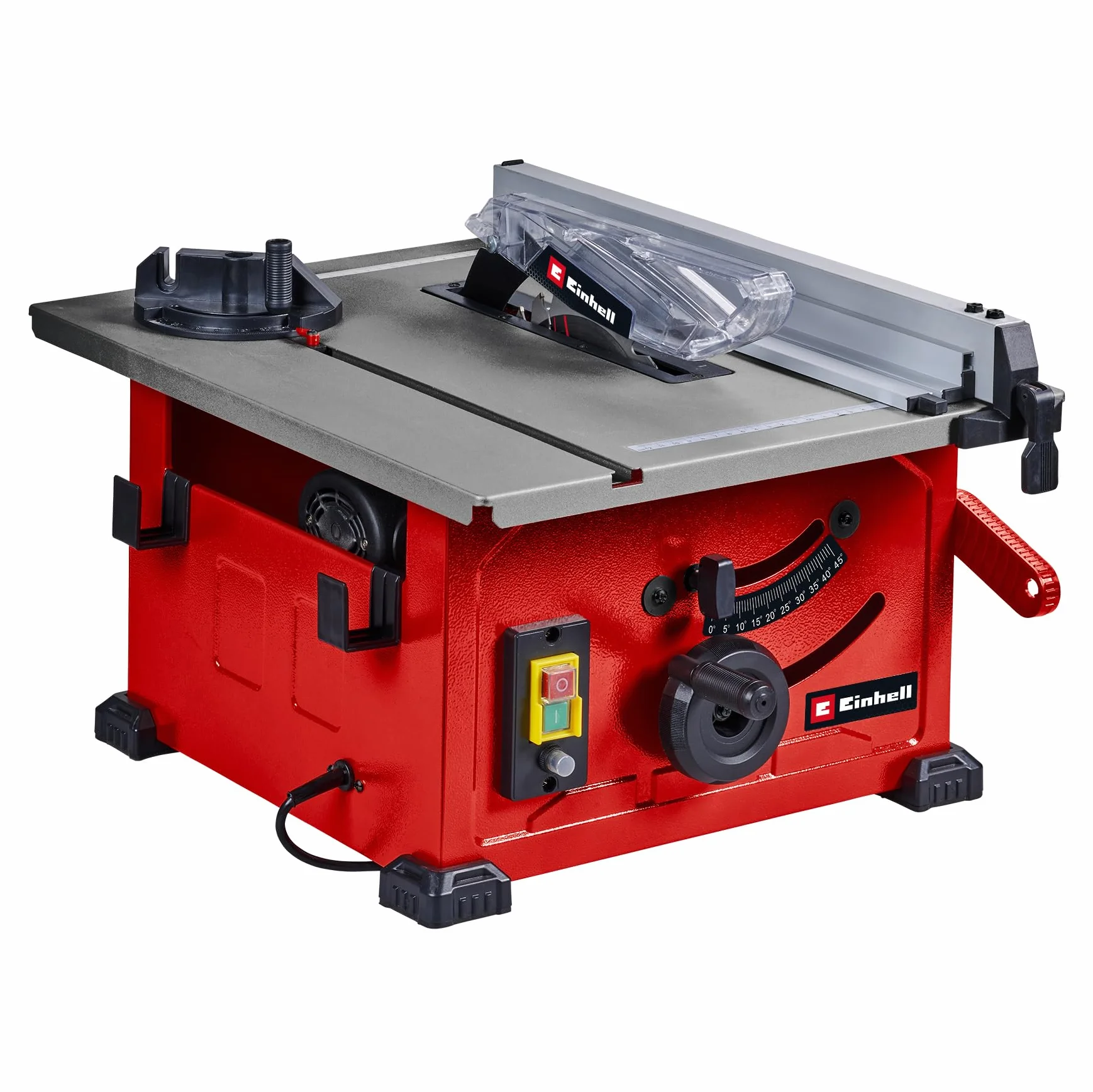 Einhell TC-TS 8 stołowa piła tarczowa (1200 W, wysokość cięcia 45 mm, ostrze Ø 210 mm, prowadnica kątowa, ogranicznik równoległy, przyłącze ssące w obudowie)