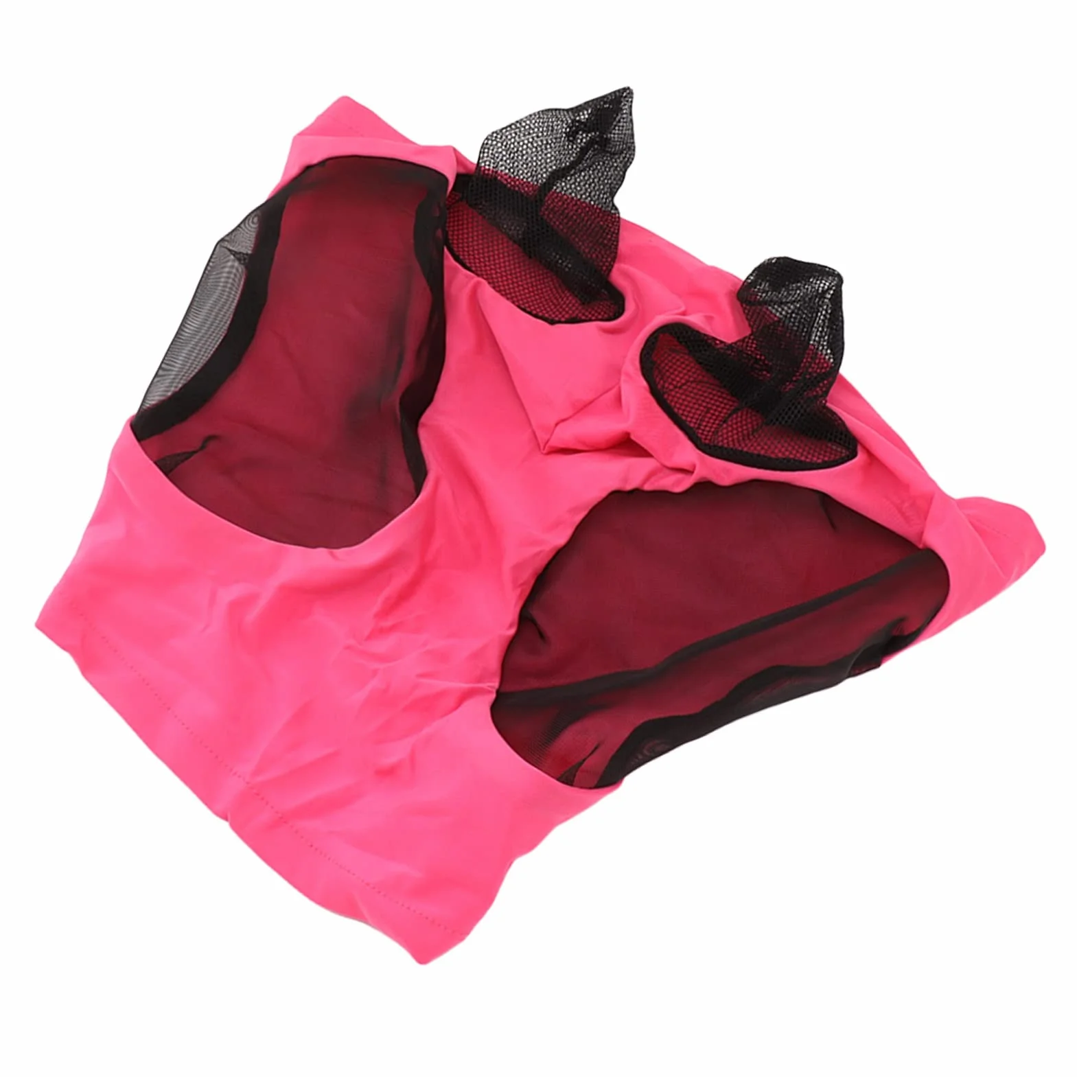 Horse Fly Mask, Elastyczna, Oddychająca Siatkowa Maska ​​dla Koni z Ochroną Uszu(Czerwona róża)