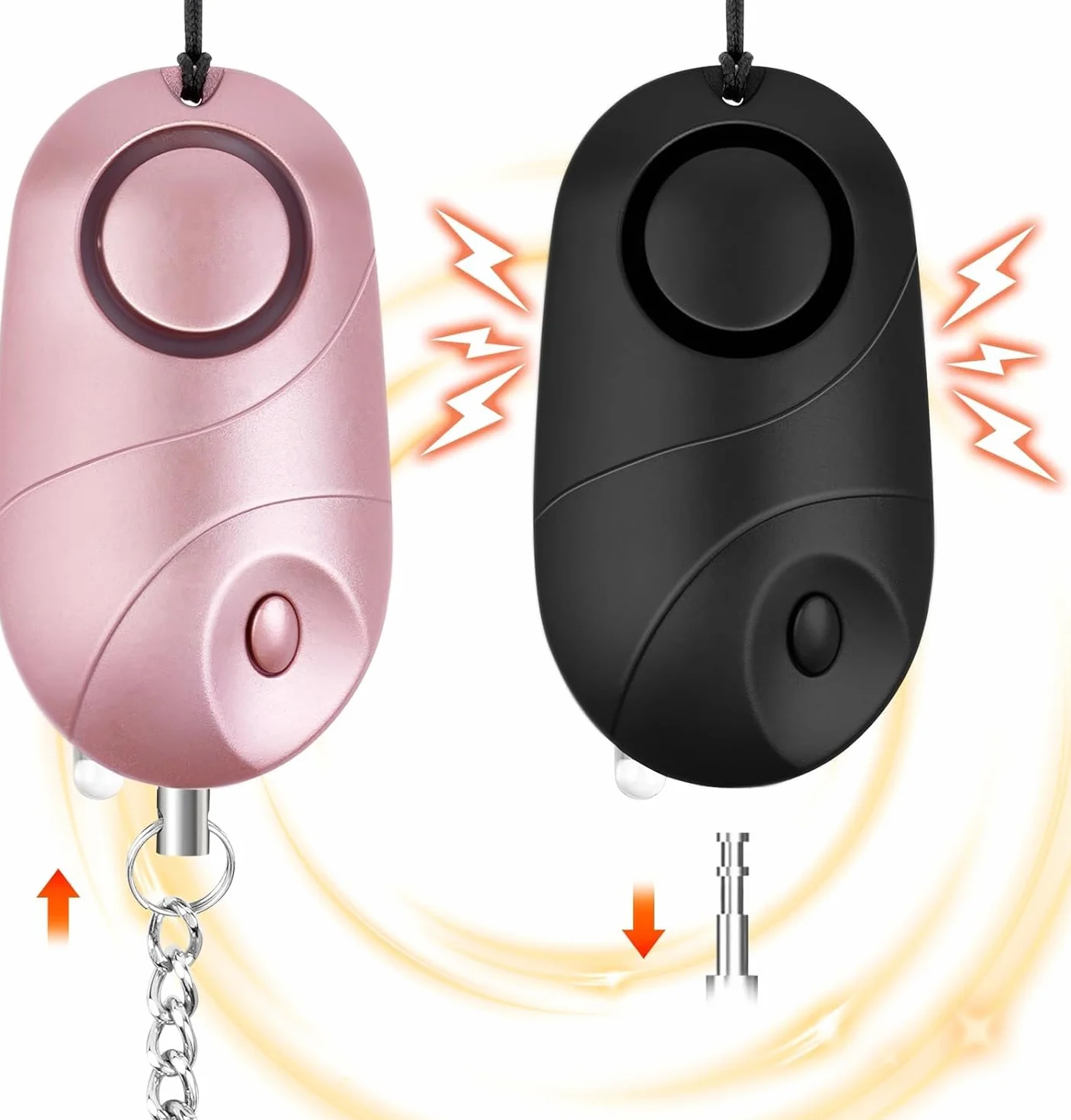 flintronic 2 x osobisty alarm 140 dB samoobrony z oświetleniem LED i brelokiem do kluczy, alarm kieszonkowy, czarny