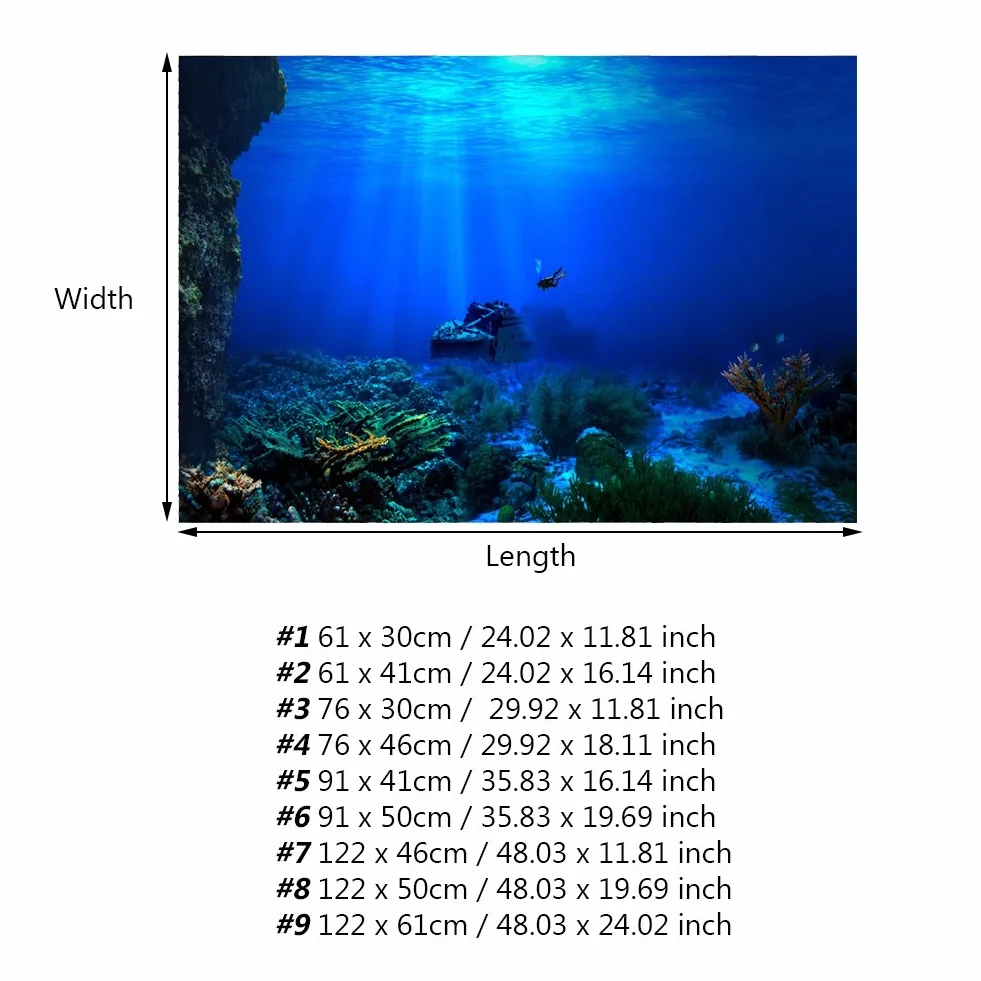 Salaty Tło plakatowe wodoodporne trwałe PCW samoprzylepne do akwarium (61 * 30 cm)