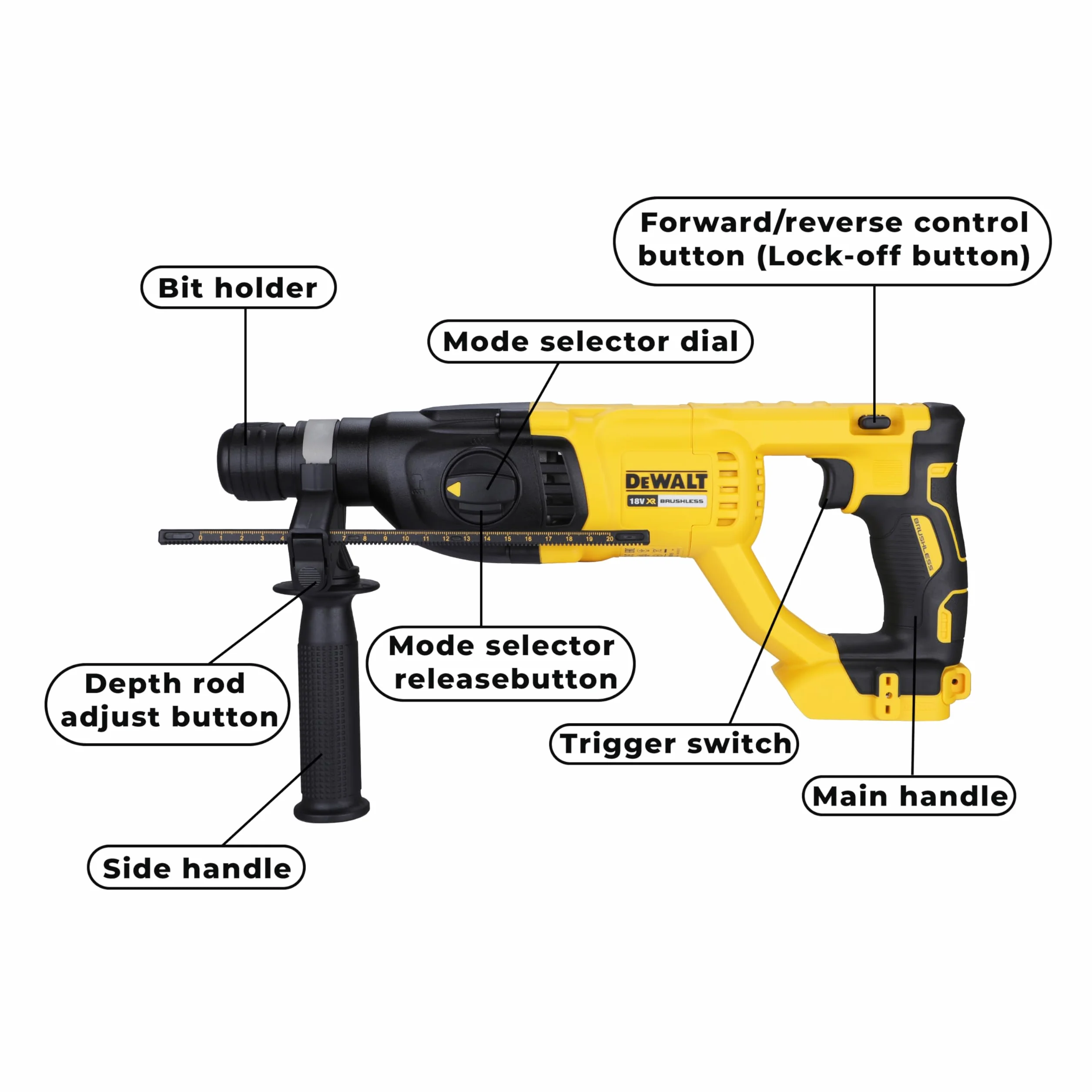 Dewalt Młotowiertarka, Żółty/Czarny, 1550 obr./min