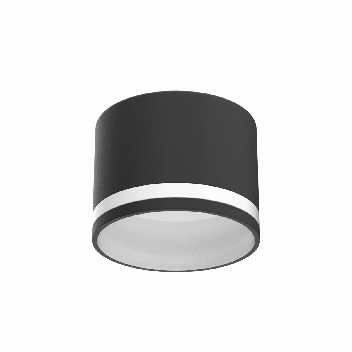 KYOTECH Czarny reflektor sufitowy LED Ø84x67mm z wymienną żarówką 6W GX53 - Ciepła biel 3000K 550LM Wewnętrzna lampa sufitowa z akrylowym pierścieniem