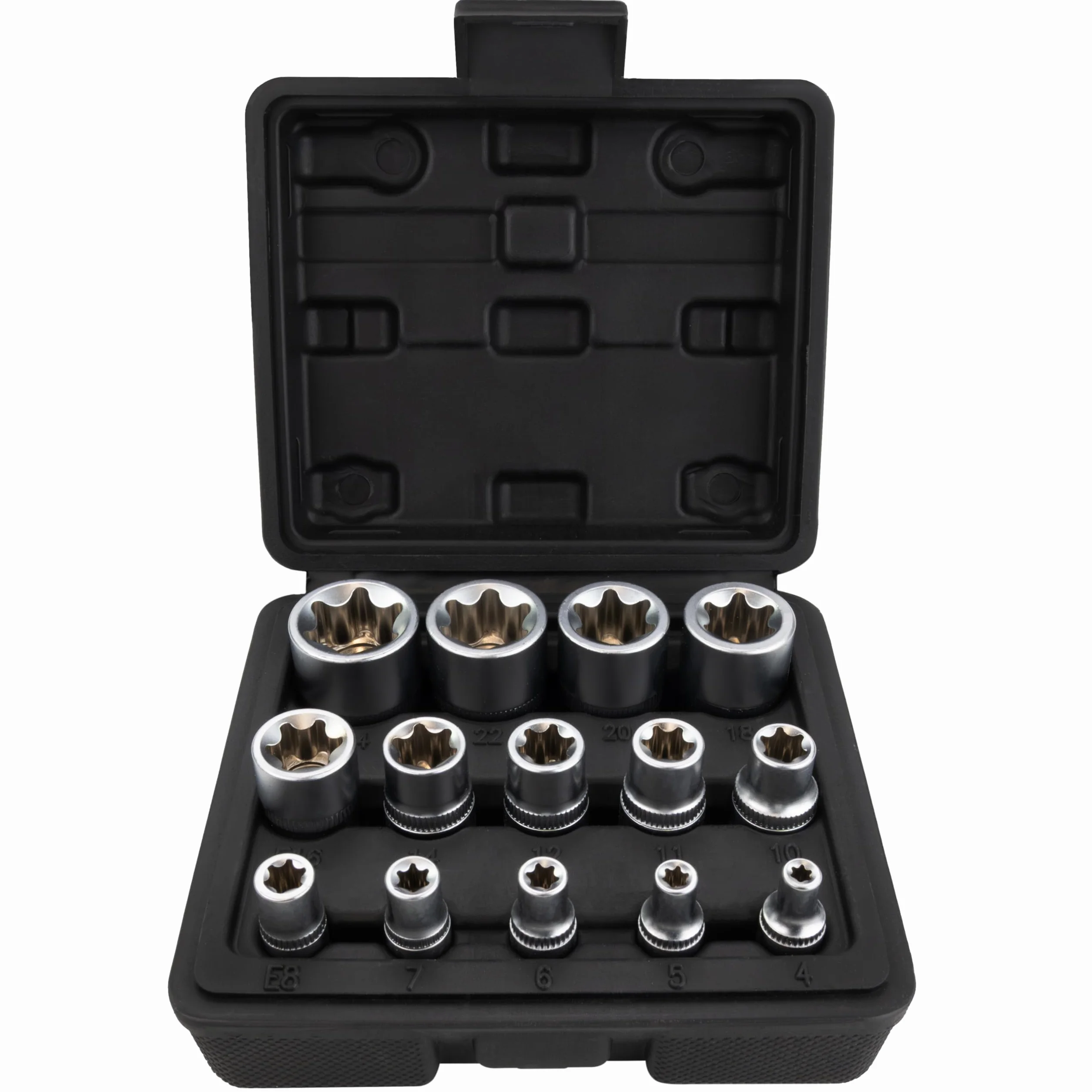 HASKYY Zestaw nasadów Torx 14-częściowy Profil E E4-E24 1/4 3/8 1/2 cala