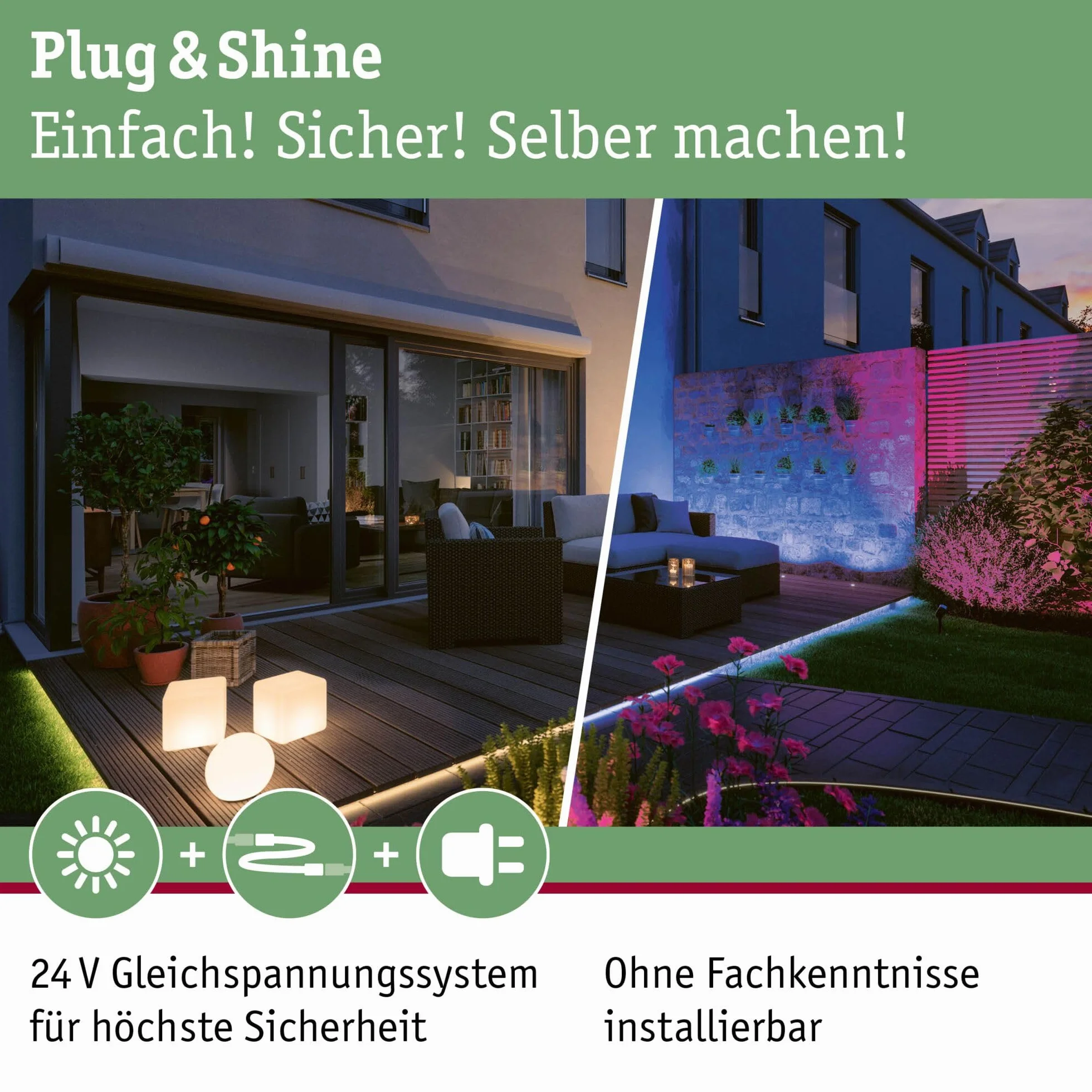 Paulmann 94728 Plug & Shine oprawa zewnętrzna LED reflektor ogrodowy Sting przyjazny owadom IP67 2200K 6,3W Antracyt okrągły ściem. złote światło Alu