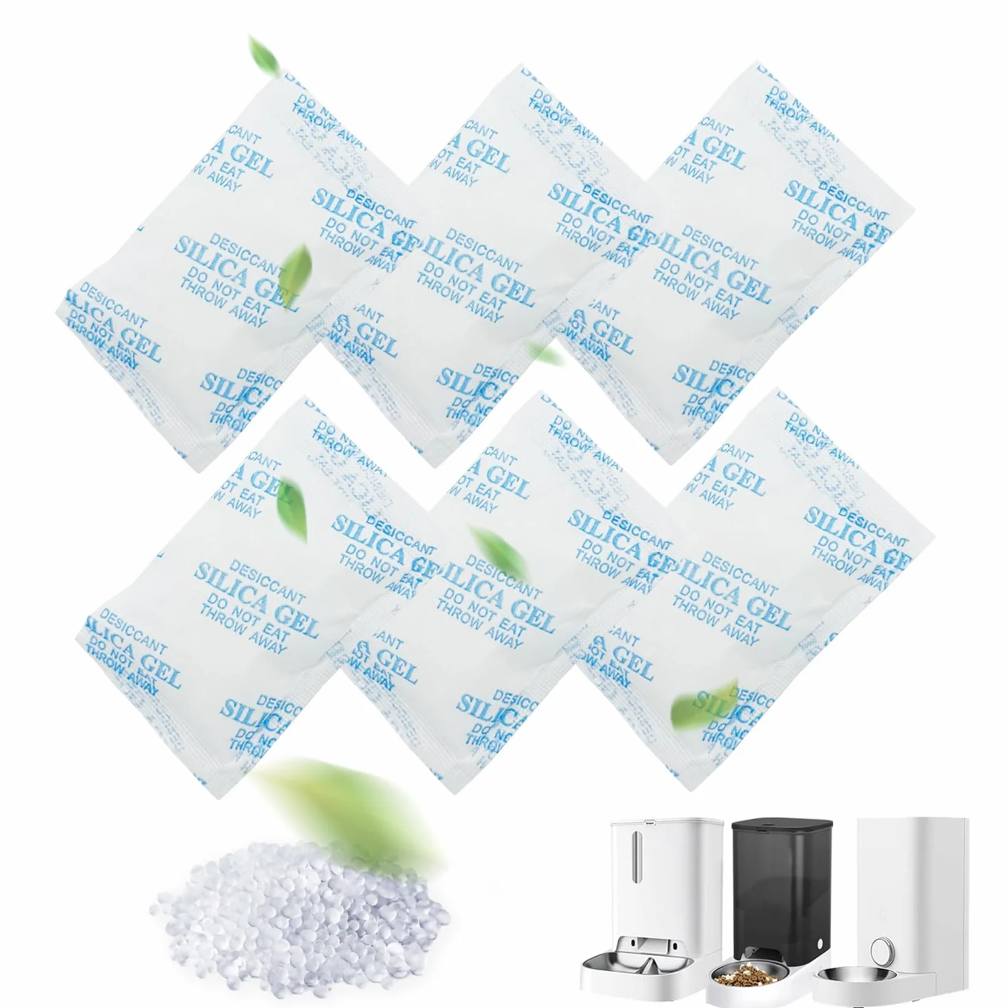 Osuszacz do automatów do karmy dla kotów i psów, środek do suszenia dla automatycznych karmników, Desiccant For Animal Food, silica Gel Bag Desiccant (6 x 25 g)