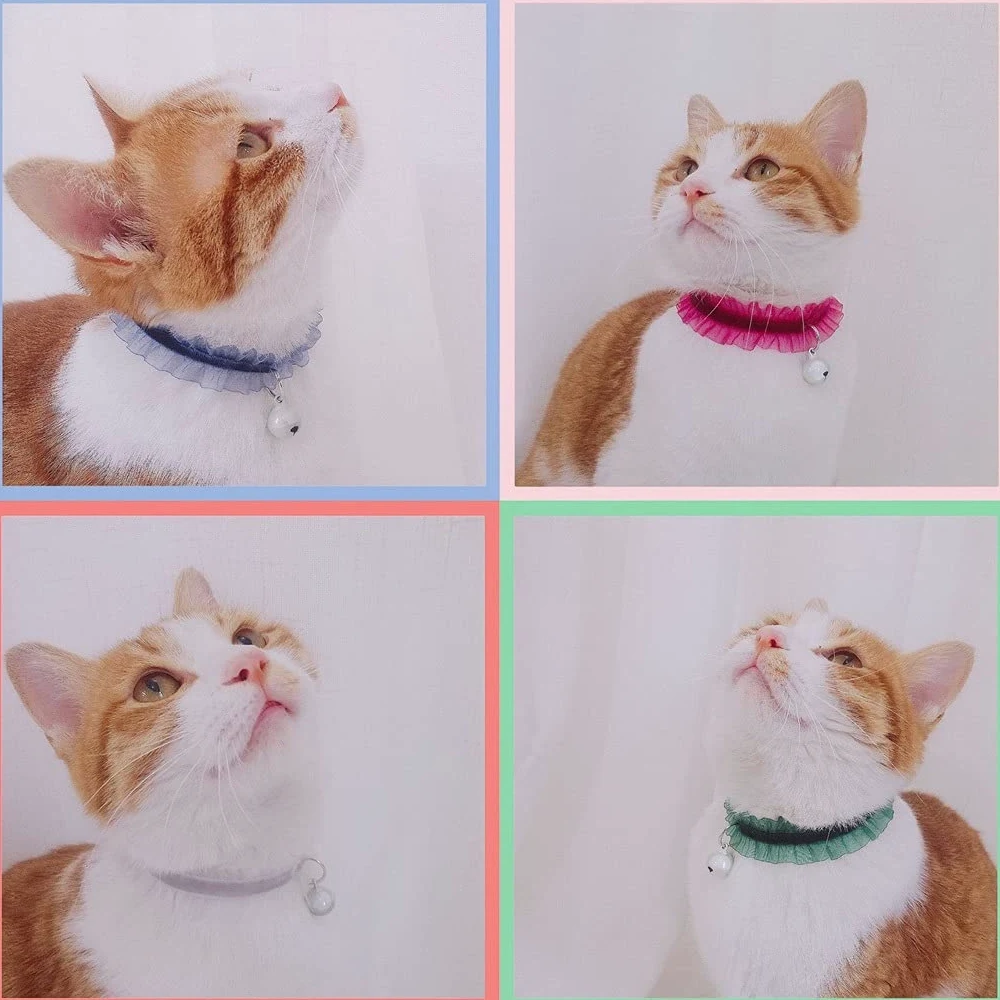 Elasticity Aksamitna koronka Zwierzęta Koty Kołnierz z Dzwonkiem Chihuahua Królik Naszyjnik Bowtie Szczeniak Psy Dzwonki Naszyjniki Akcesoria dla kotów (Sliver Small)