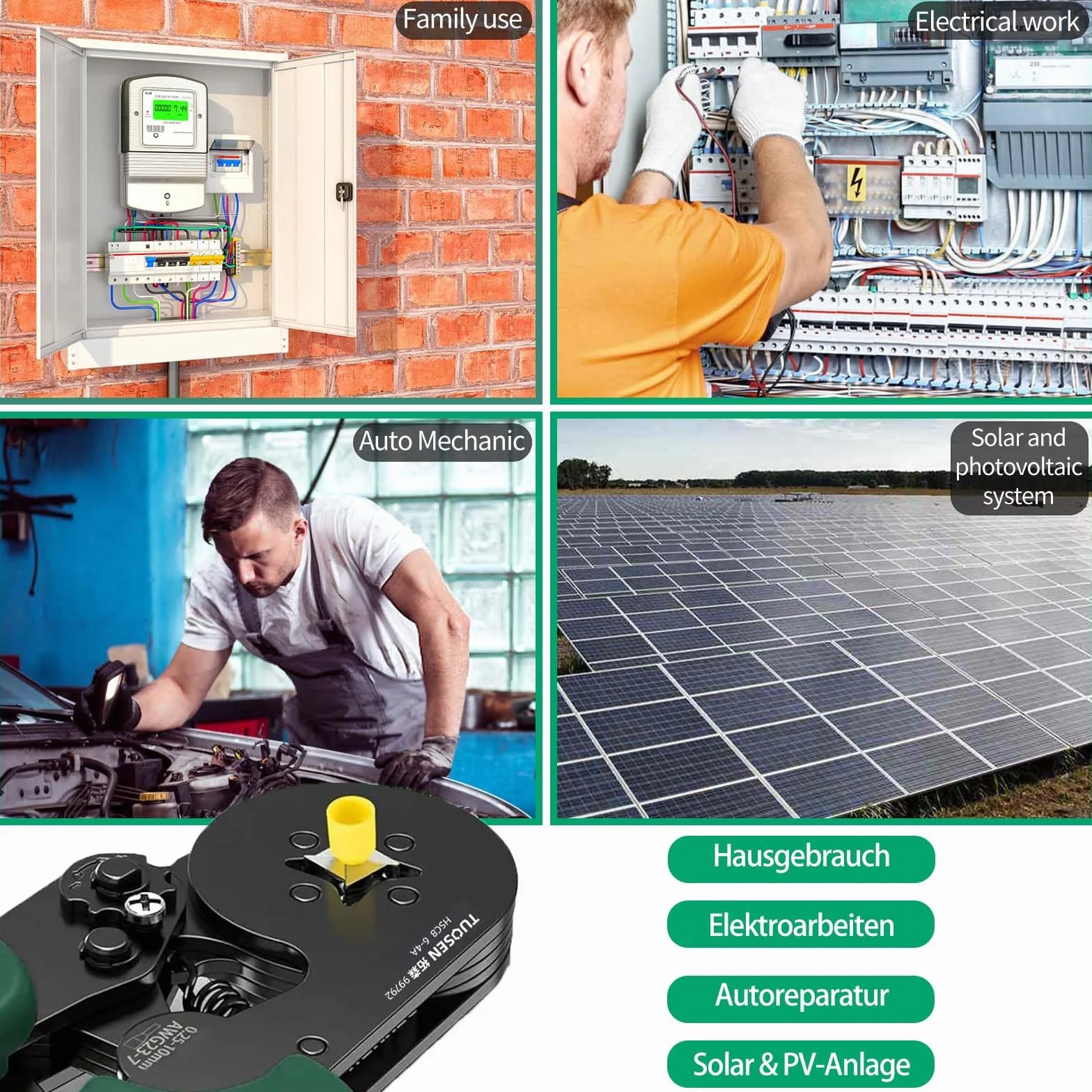 Szczypce do zaciskania tulejek kablowych 0,25-10 mm² ze stali stopowej 6-4 A