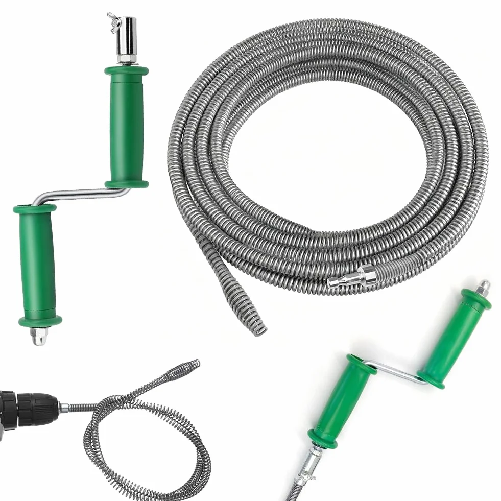 Spirala do czyszczenia rur 5 m ø 10 mm z adapterami elektrycznymi i ręcznymi