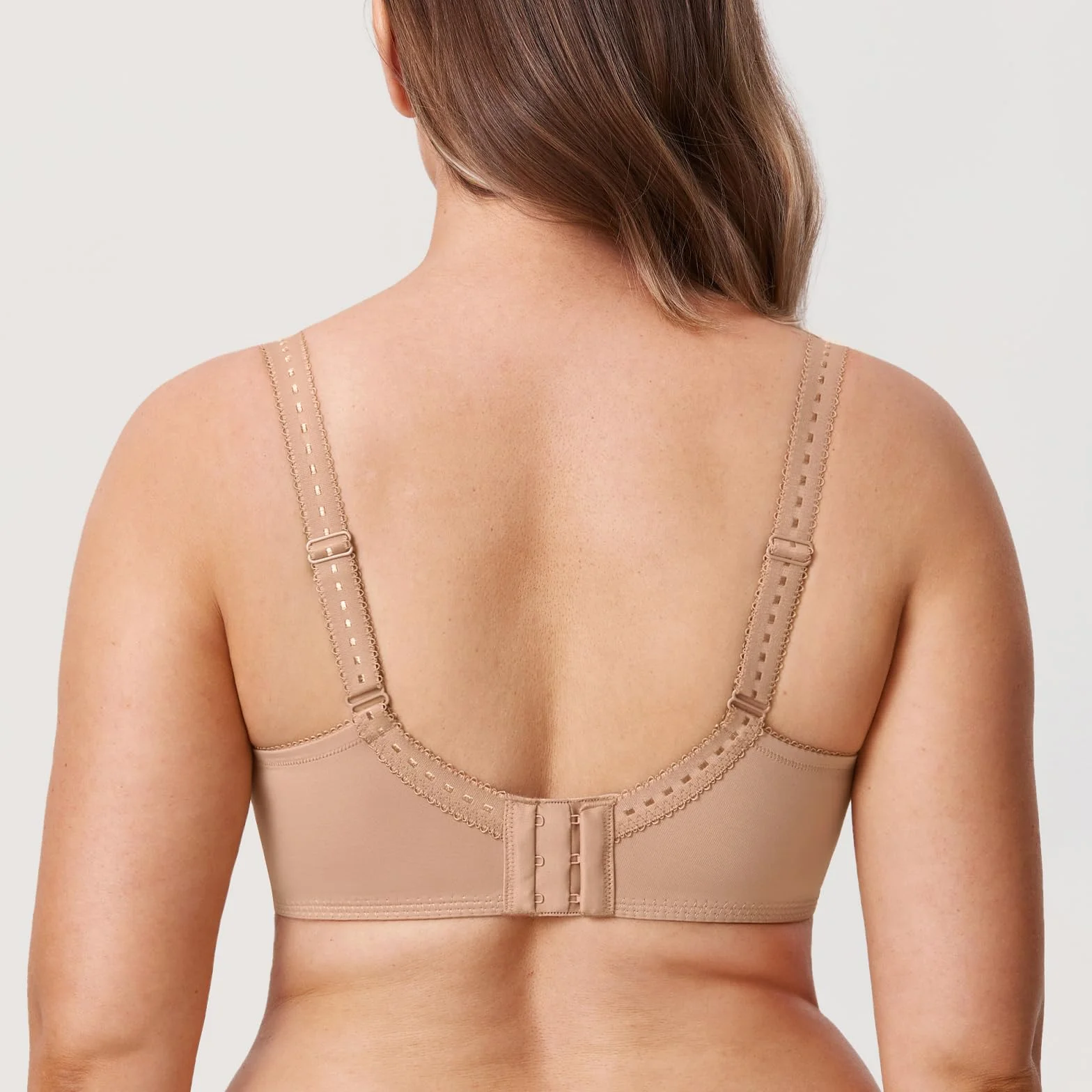 DELIMIRA Damski biustonosz plus size pełne pokrycie fiszbiny bez podszewki minimalizujący koronkowy biustonosz