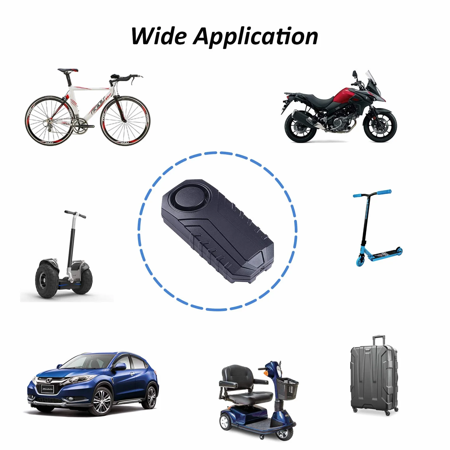 Mengshen Bezprzewodowy alarm rowerowy 113 dB wodoodporny z czujnikiem ruchu 4 czujniki 2 piloty