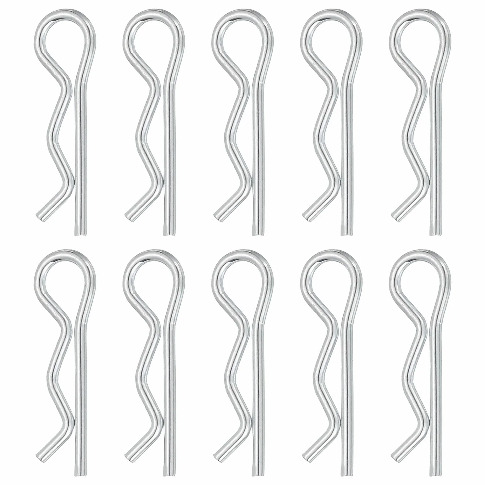 QUARKZMAN 10 sztuk klipsów do haka holowniczego, 1,6 mm x 28 mm, klipsy R ze stali węglowej, druciane spinki do włosów, zawleczki, zestaw klipsów do przyczep, traktorów, kosiarek, wózków ciężarowych