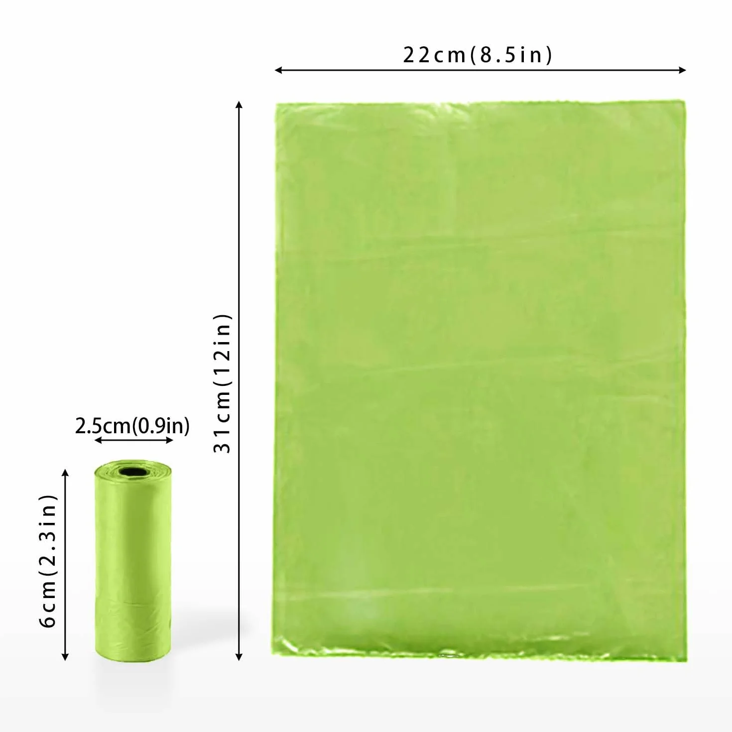 AiTodos® 300 szt, Worki na Psie Odchody, Zielona, Torba na Psie Odchody-31 * 22 CM, Materiał Polietylenowy, Przenośna (20 Rolek, 15 sztuk na Rolkę) Wygodna Torba na Psie Odchody na Wycieczki