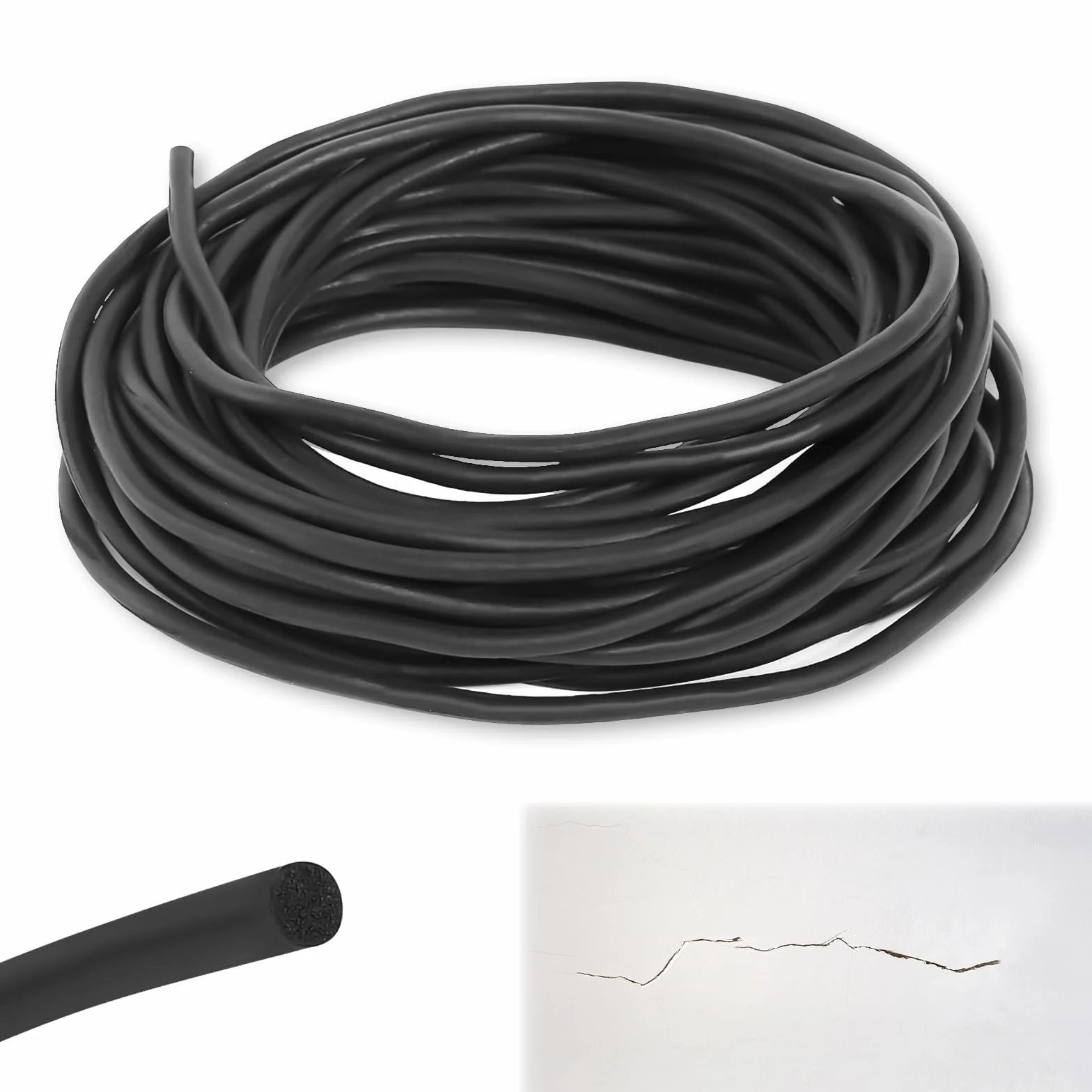 prota Sznurek uszczelniający EPDM, profil wypełniający fugi, Ø 4 mm, okrągły sznur uszczelniający, czarny, do fug, drzwi, okien, sufitów, ścian, 20 m