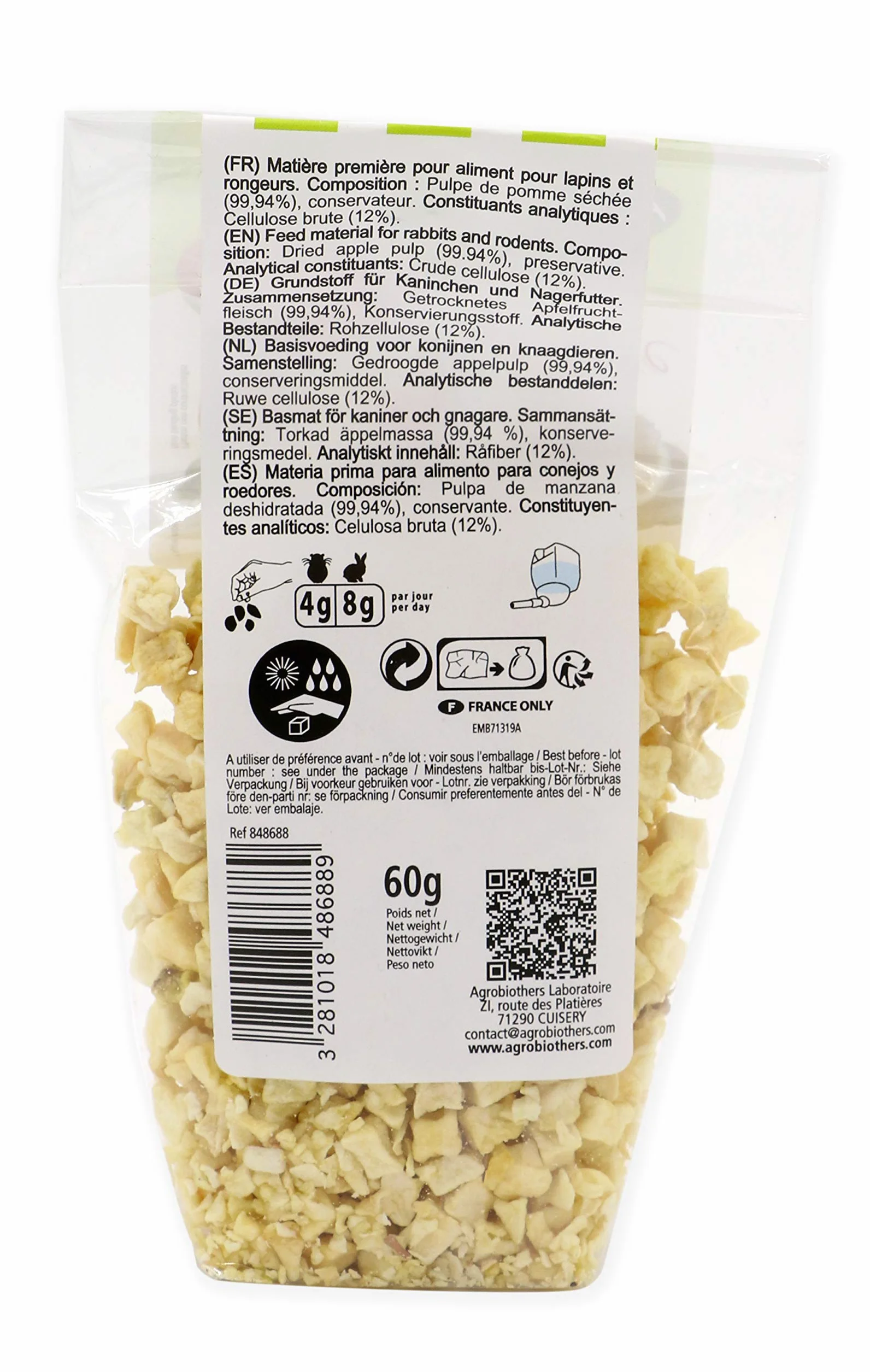 Aimé Chipsy jabłkowe Przysmaki dla królików/gryzoni 60 g