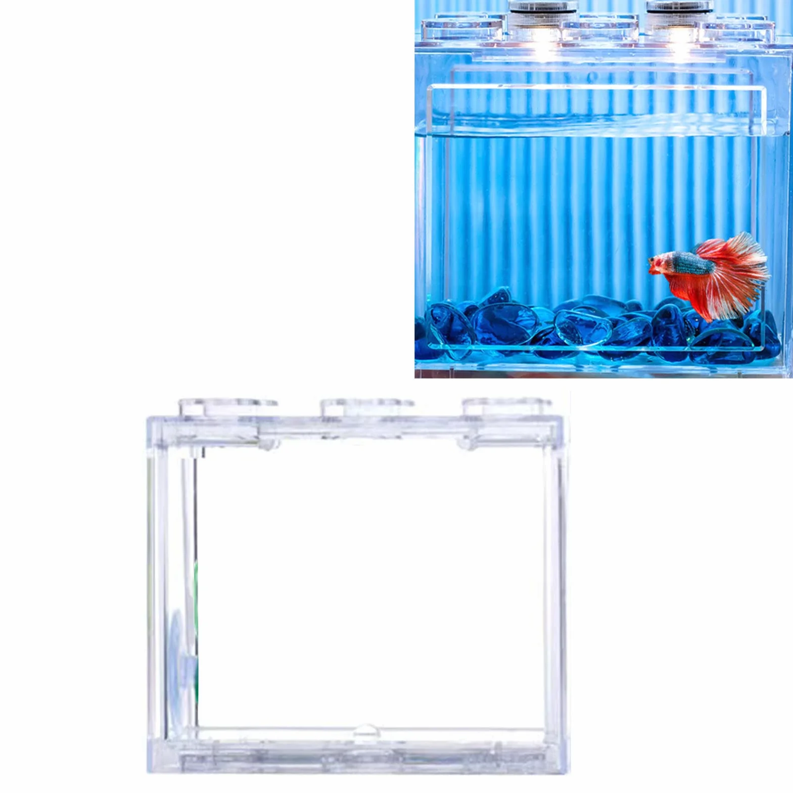 Małe Betta, Plastikowe Mini Pudełko Na Ryby Przezroczyste Wycięcie, Akrylowe Przeciwwybuchowe Przenośne Miniaturowe Akwarium (B)
