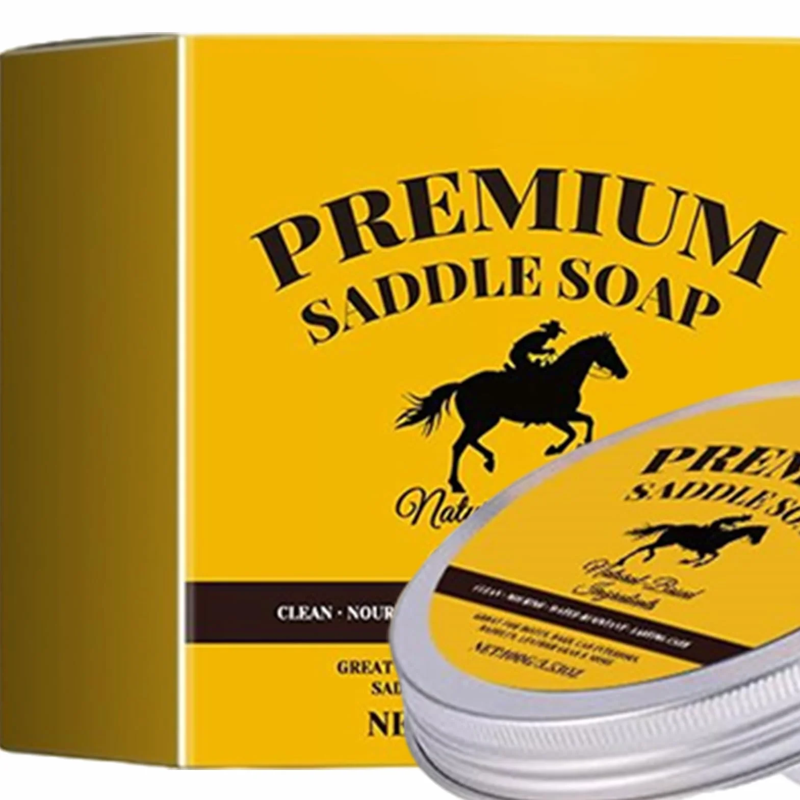 Saddle Soap Leather Conditioner 100g Boot Cleaner ABS Case With Sponge