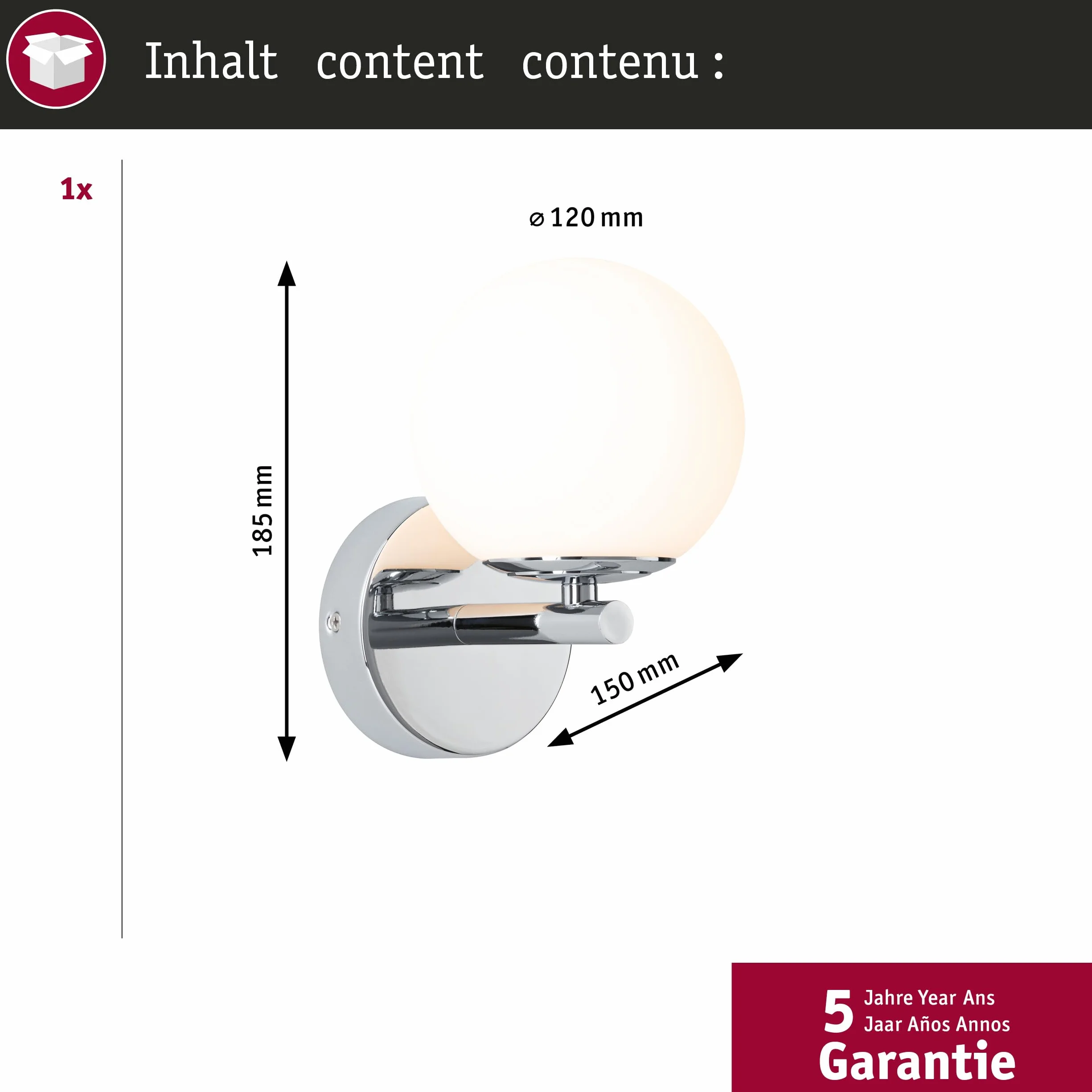 Paulmann 71074 LED oprawa naścienna Selection Bathroom Gove IP44 3000K 400lm 230V 5W czarny matowy, satynowy, oprawa łazienkowa
