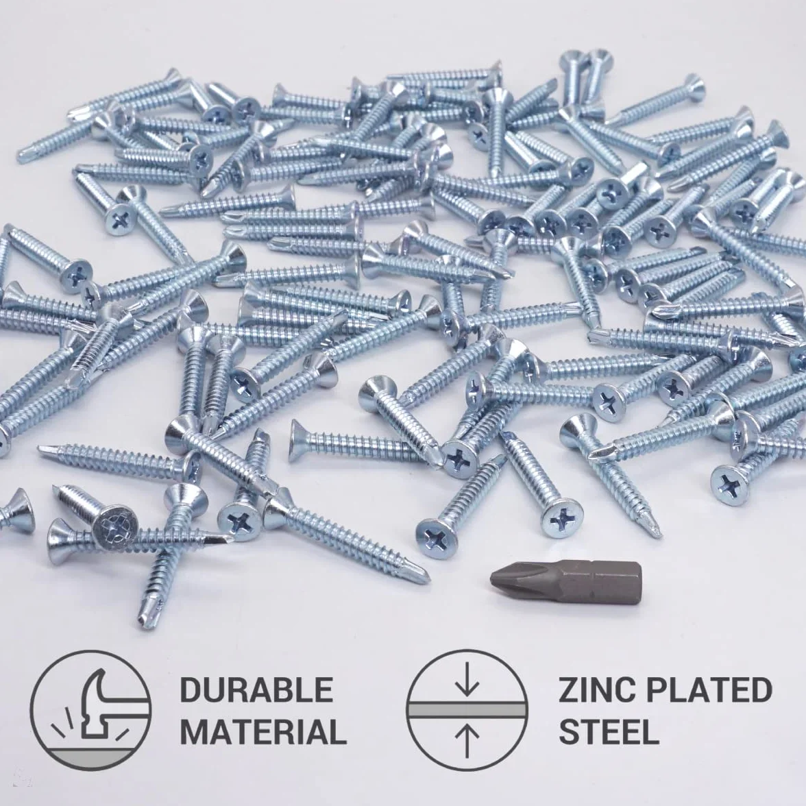 SKIR'CO (250 szt.) DIN 7504 P stal ocynkowana 4,2 x 32 mm wkręty samoniercające do metalu, śruby z łbem stożkowym