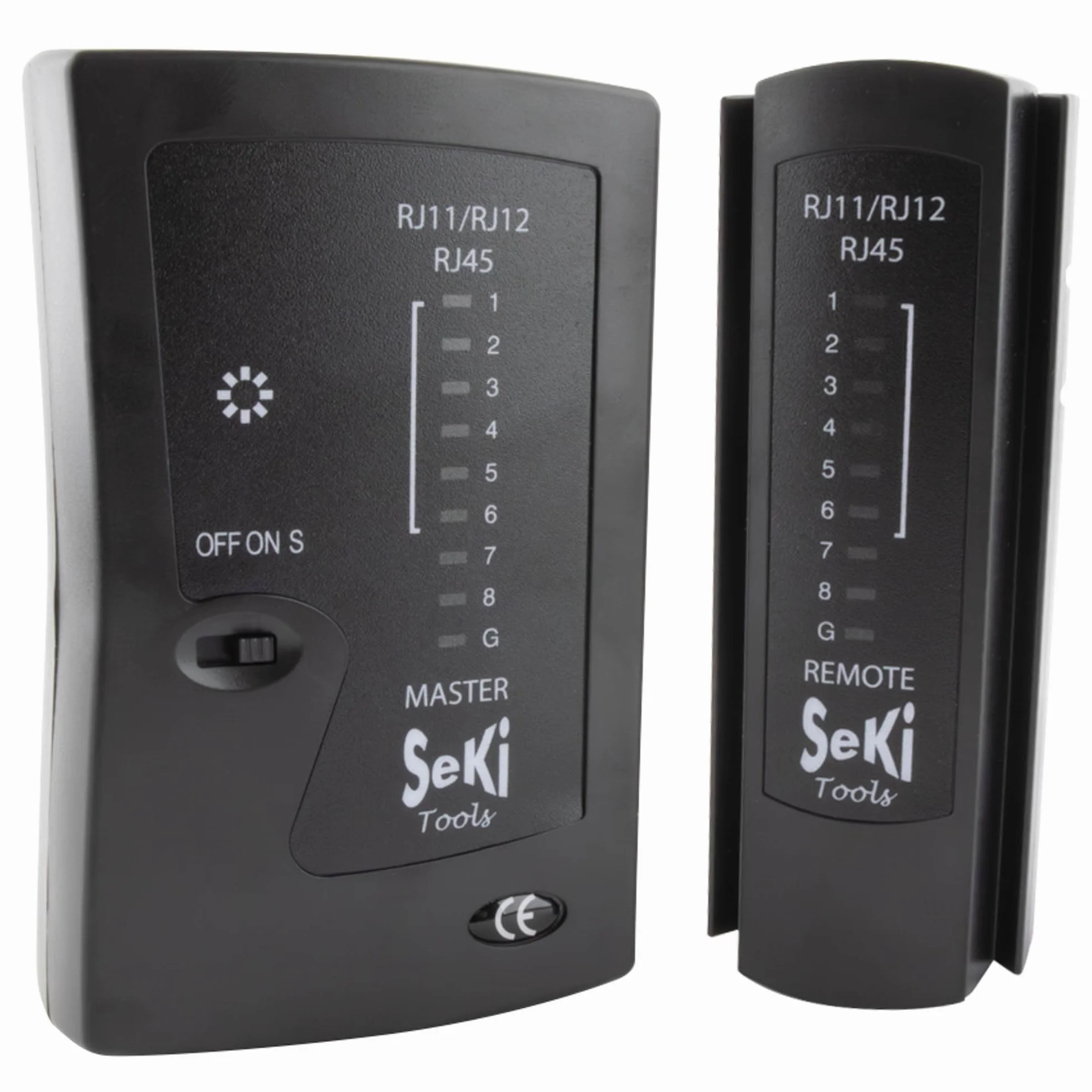 SeKi Tester sieci do RJ11, RJ12, RJ45, kabel neodymowy, ISDN LAN, kabel krosowy, tester przewodów, tester kabli, czarny do testowania i sprawdzania sieci LAN i kabli krosowych