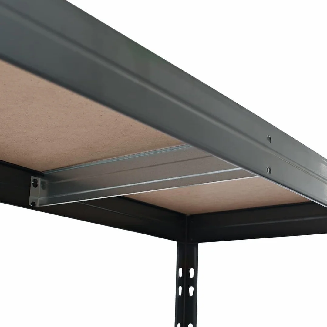 System regałowy narożny 180x90x45x64,5 cm + 2 regały wtykowe Rivet 180x120x45 cm i 180x150x45 cm, 5 półek HDF, 250 kg, antracytowo-szary