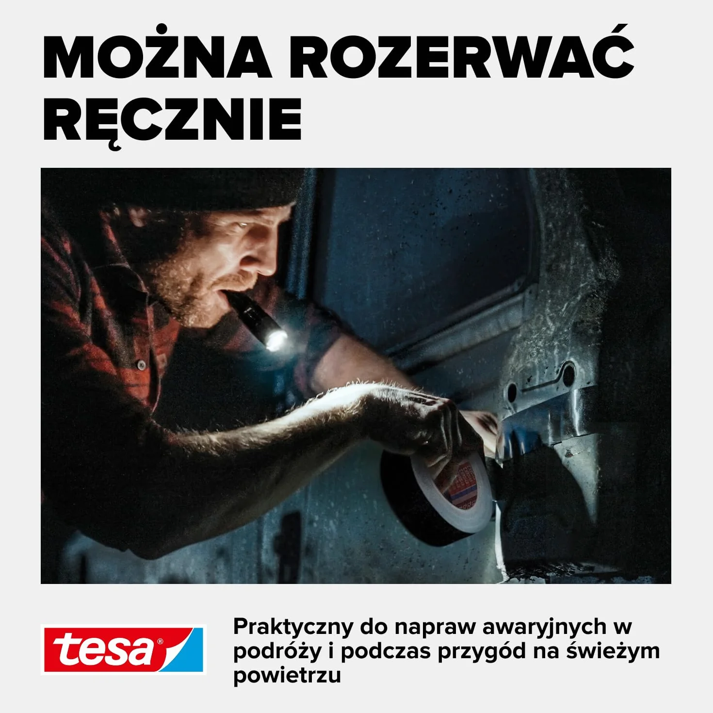 tesa Ultra Power Extreme taśma naprawcza - bardzo dobra przyczepność nawet na nierównych powierzchniach - odporna na czynniki atmosferyczne - urywalna ręcznie - 10 m x 50 mm