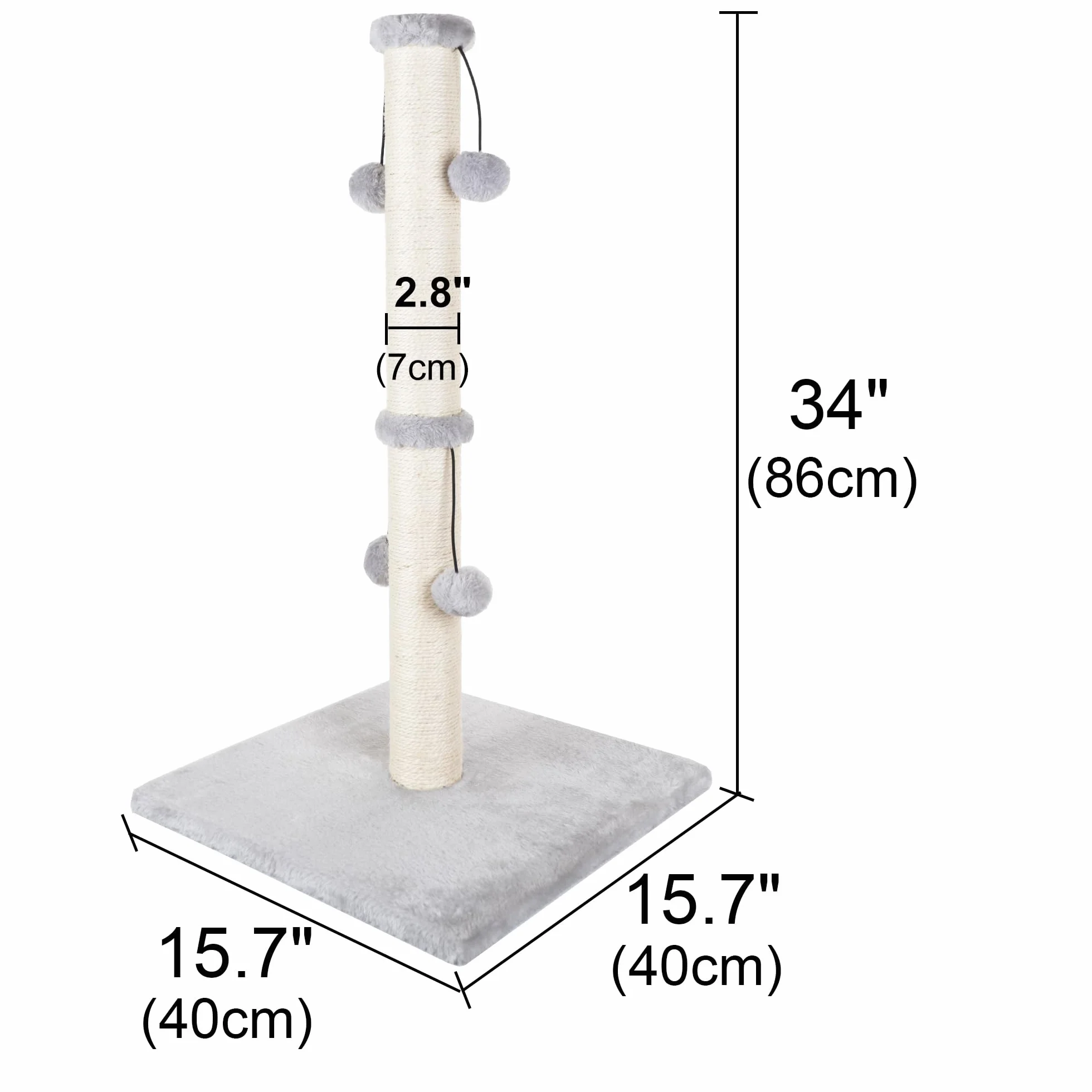 Dimaka Drapak dla kota, drapak dla dużych kotów z piłką do zabawy (86 cm, dla dużych kotów, szary)