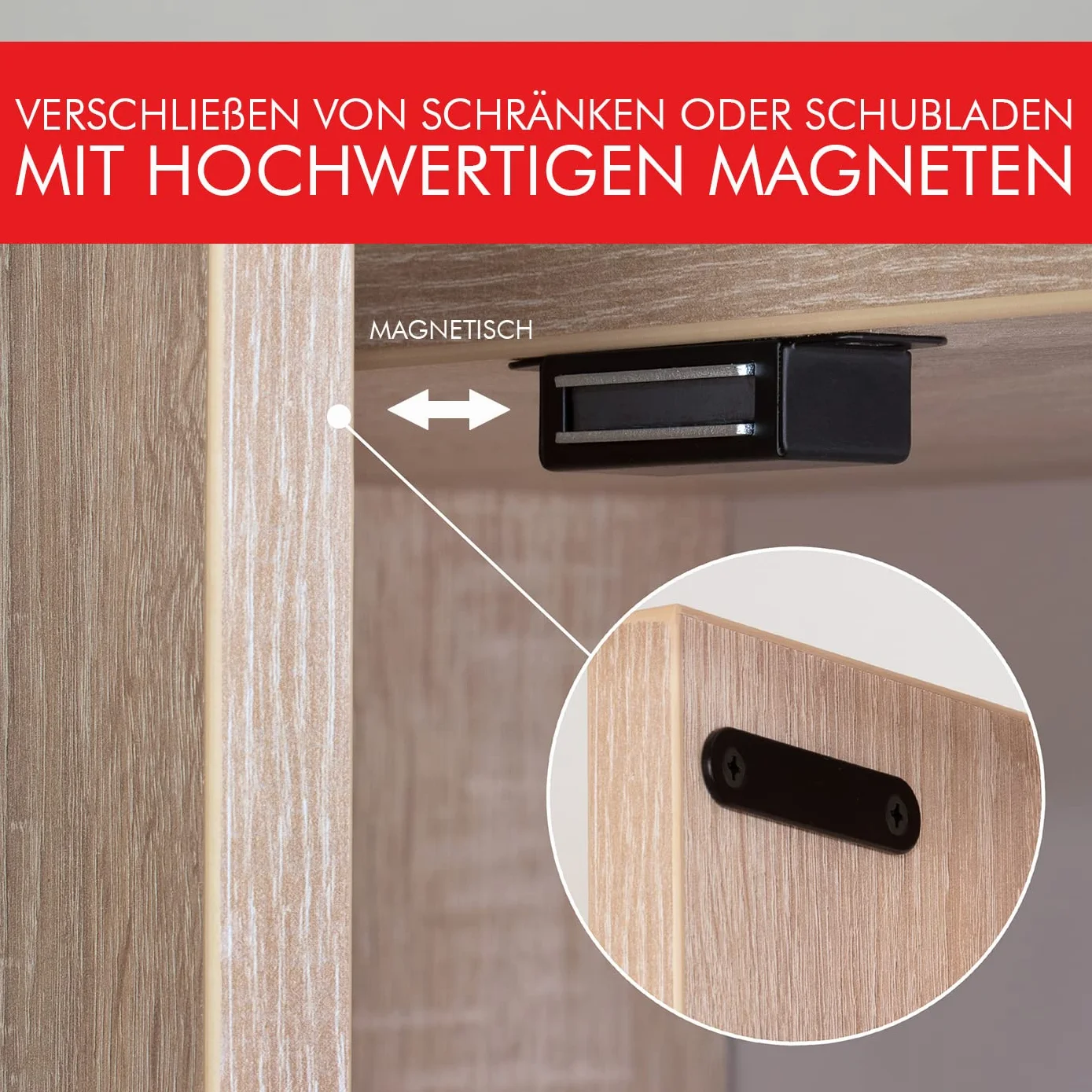 LouMaxx Magnetyczny zatrzask udźwig 4 kg zestaw 10 sztuk czarny magnes na drzwi