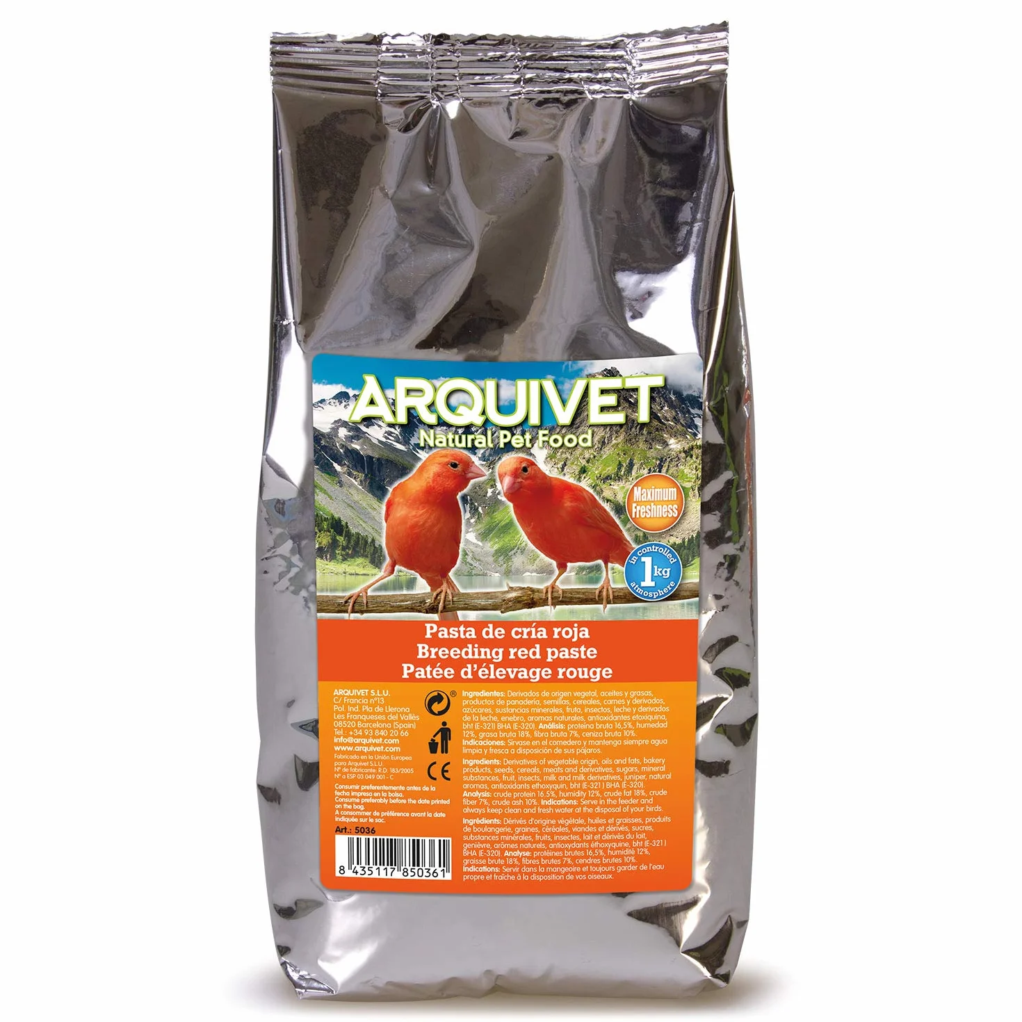 Arquivet Czerwony makaron hodowlany - Karma dla ptaków - 1 kg