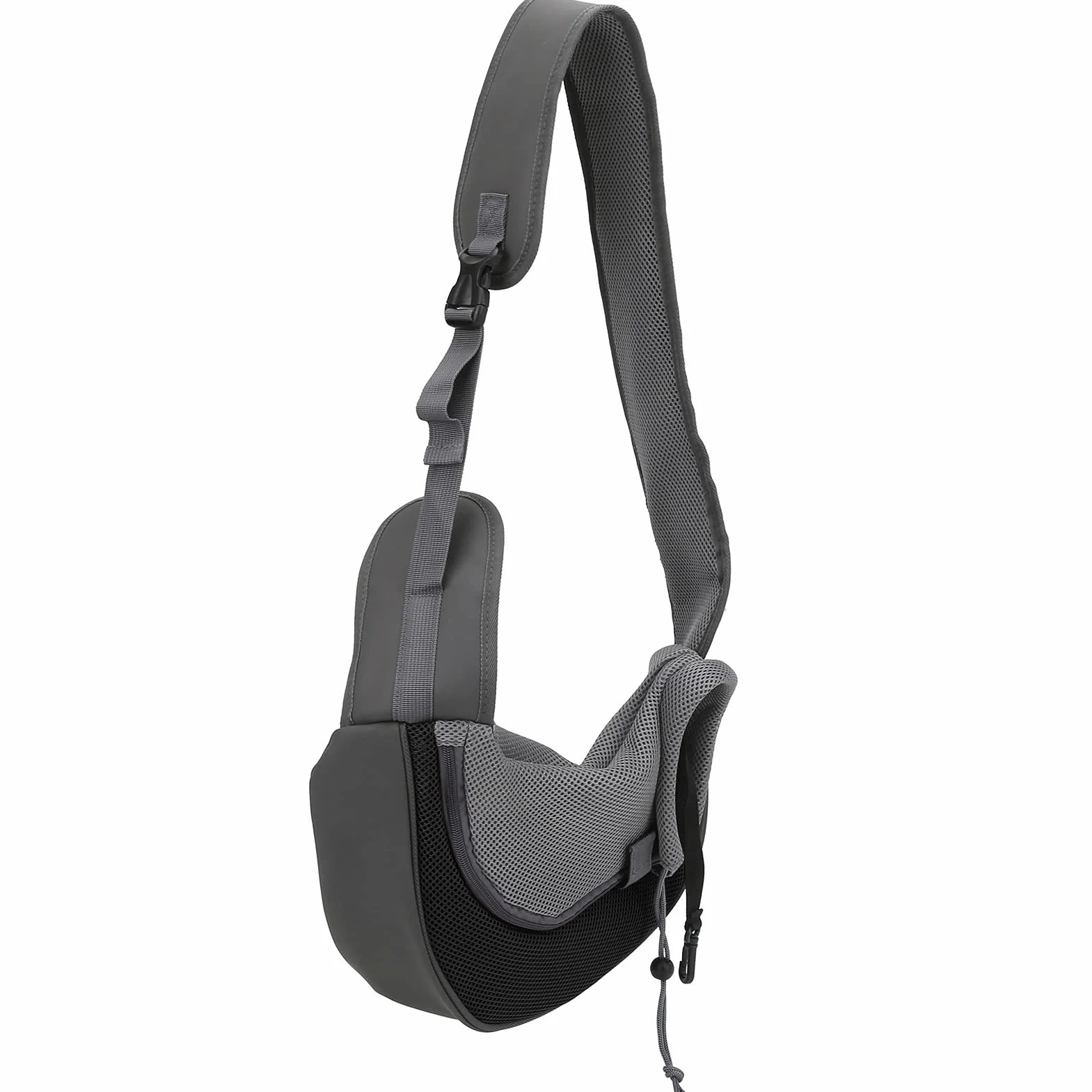 Torba podróżna dla kota i psa Przenośna torba na ramię typu crossbody Oddychający siatkowy plecak dla zwierząt (szary), duży