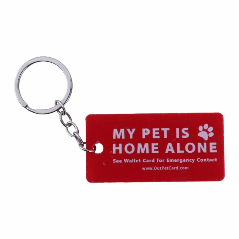 Dog are Home Alone Alert Card & Key Tags with Call Cards Pet Keychain