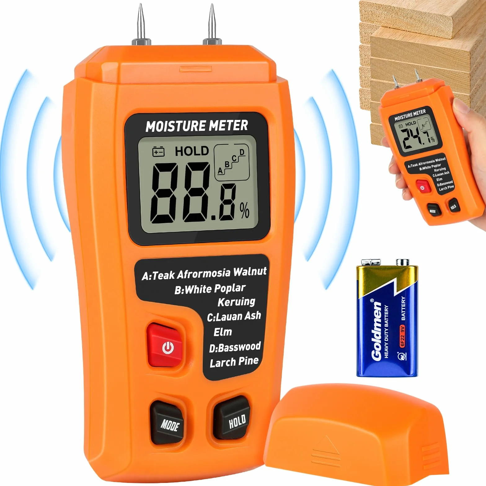 Flintronic Cyfrowy miernik wilgotności do drewna z wyświetlaczem LCD 4 tryby ścian materiałów budowlanych